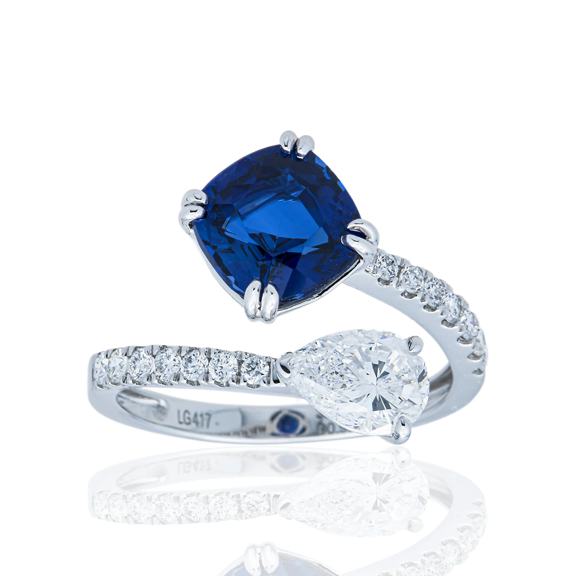 White Gold Sapphire & Diamond Wrap Ring 4.23ctw