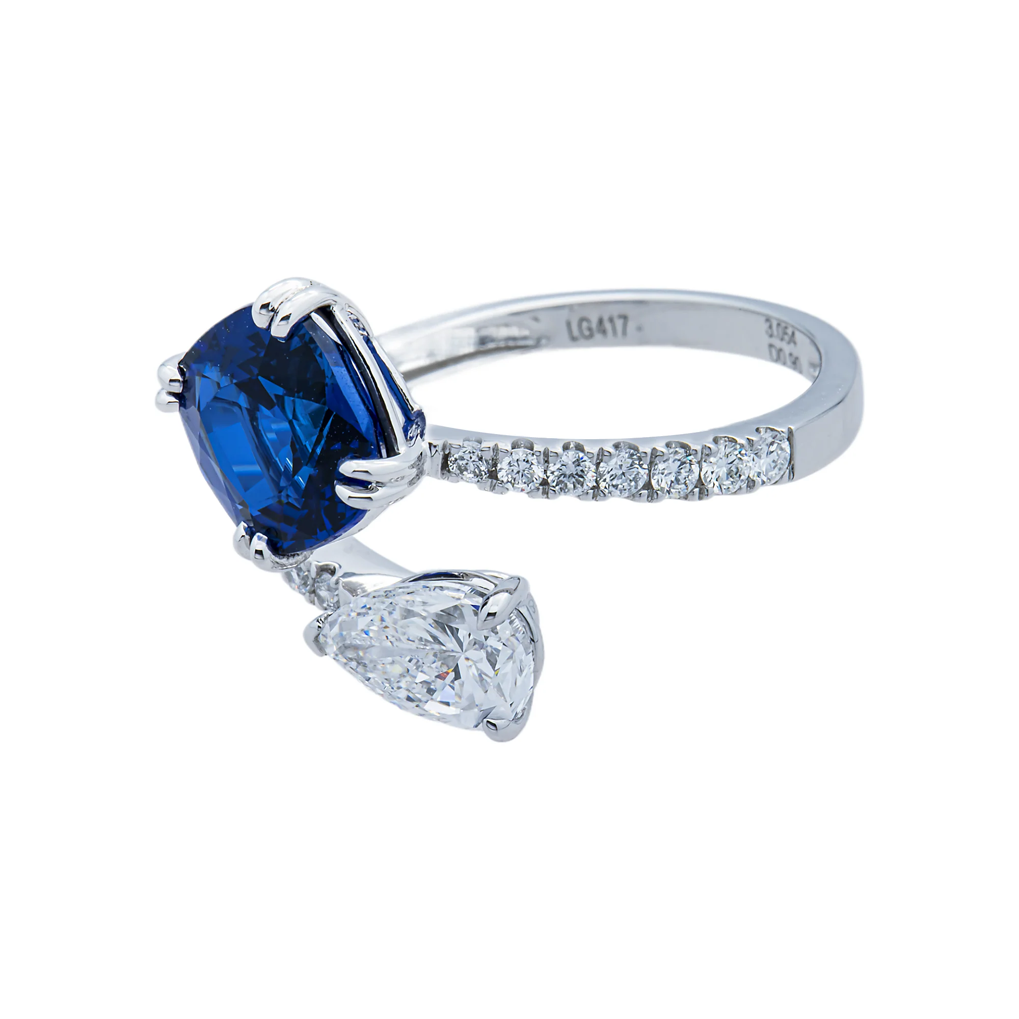White Gold Sapphire & Diamond Wrap Ring 4.23ctw - Image 4