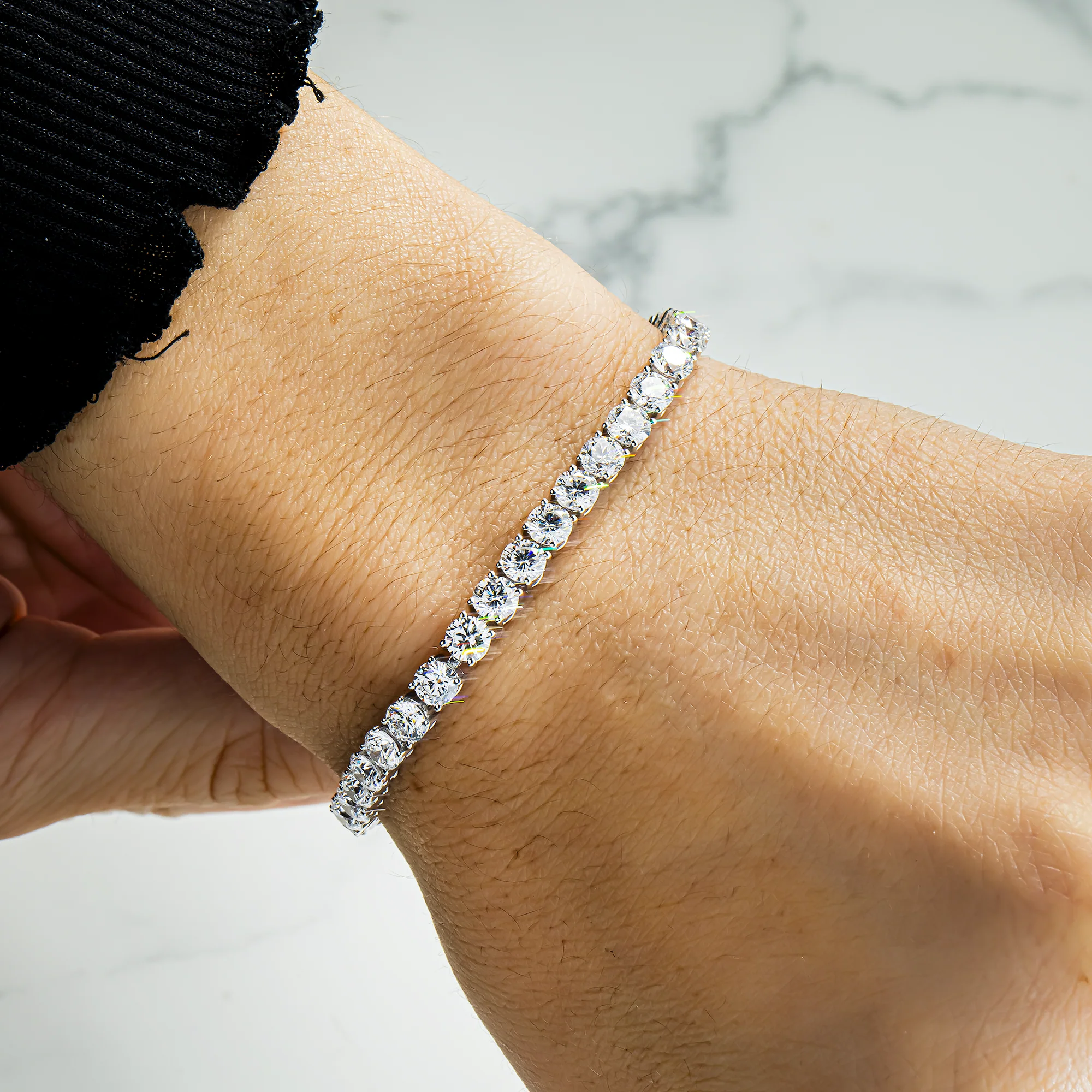 White Gold Round Diamond Tennis Bracelet 11.87ct (6"-8") - Image 2