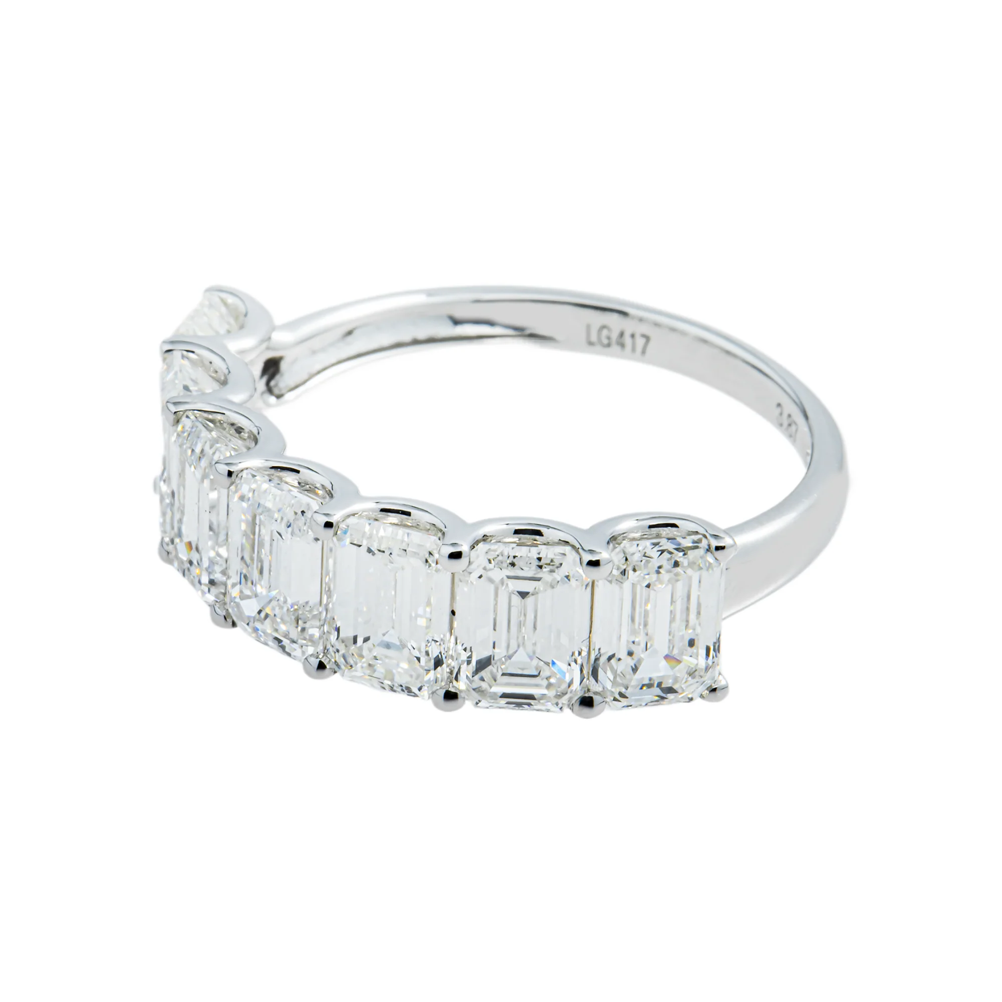 White Gold Emerald Cut Diamond Half Eternity Ring 3.87ct - Image 3