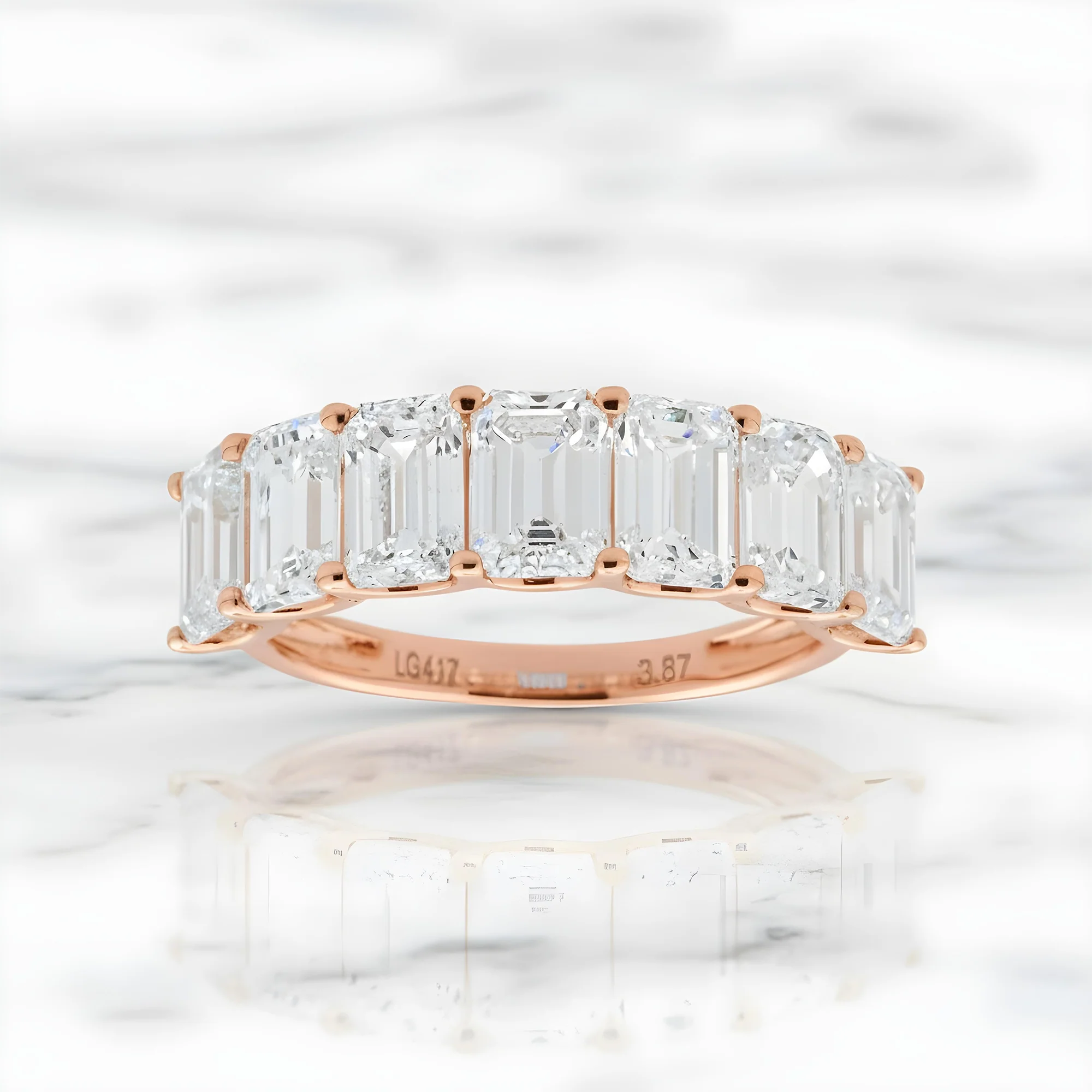 White Gold Emerald Cut Diamond Half Eternity Ring 3.87ct - Image 6