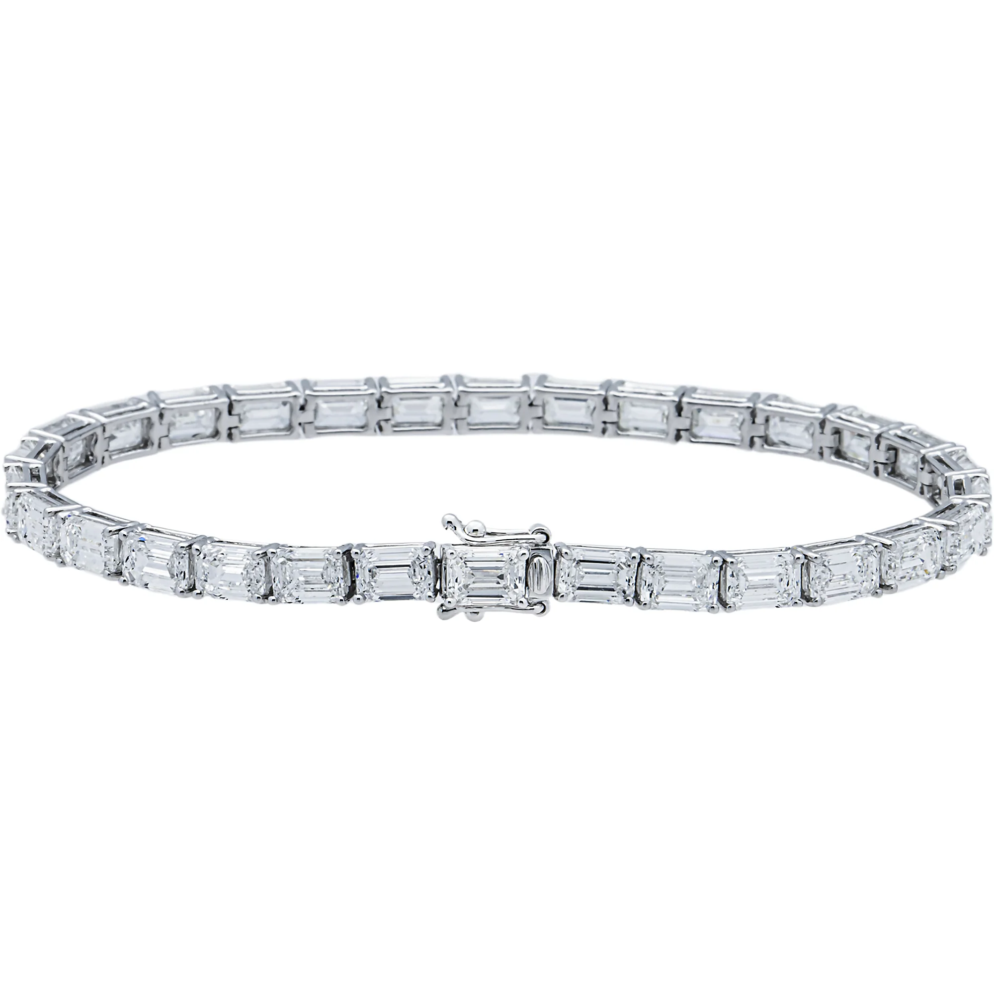 White Gold Emerald Diamond Tennis Bracelet 13.98ct - Image 3