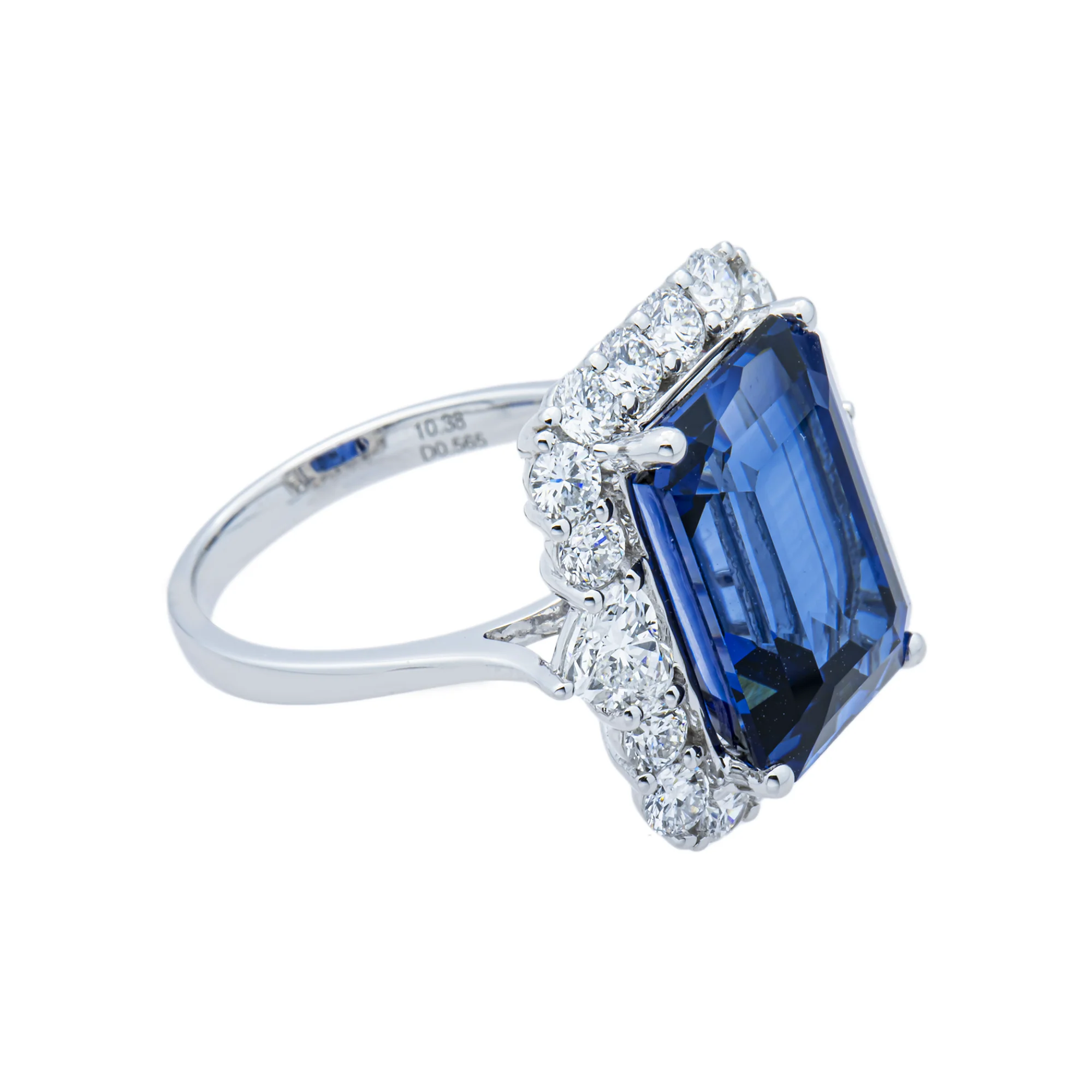 White Gold Emerald Sapphire & Round Diamond Ring 11.98ctw - Image 2