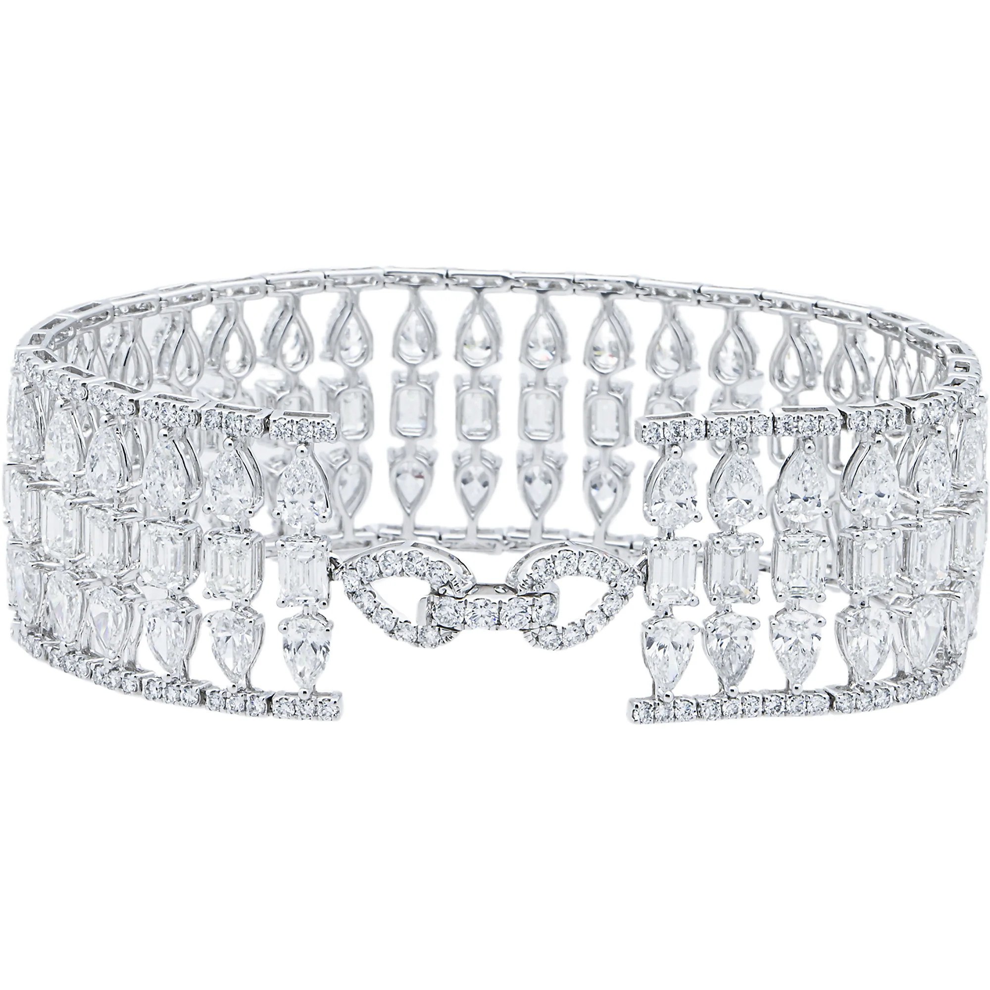 White Gold Five Row Multi Shape Diamond Bracelet 34.09ct - Image 3