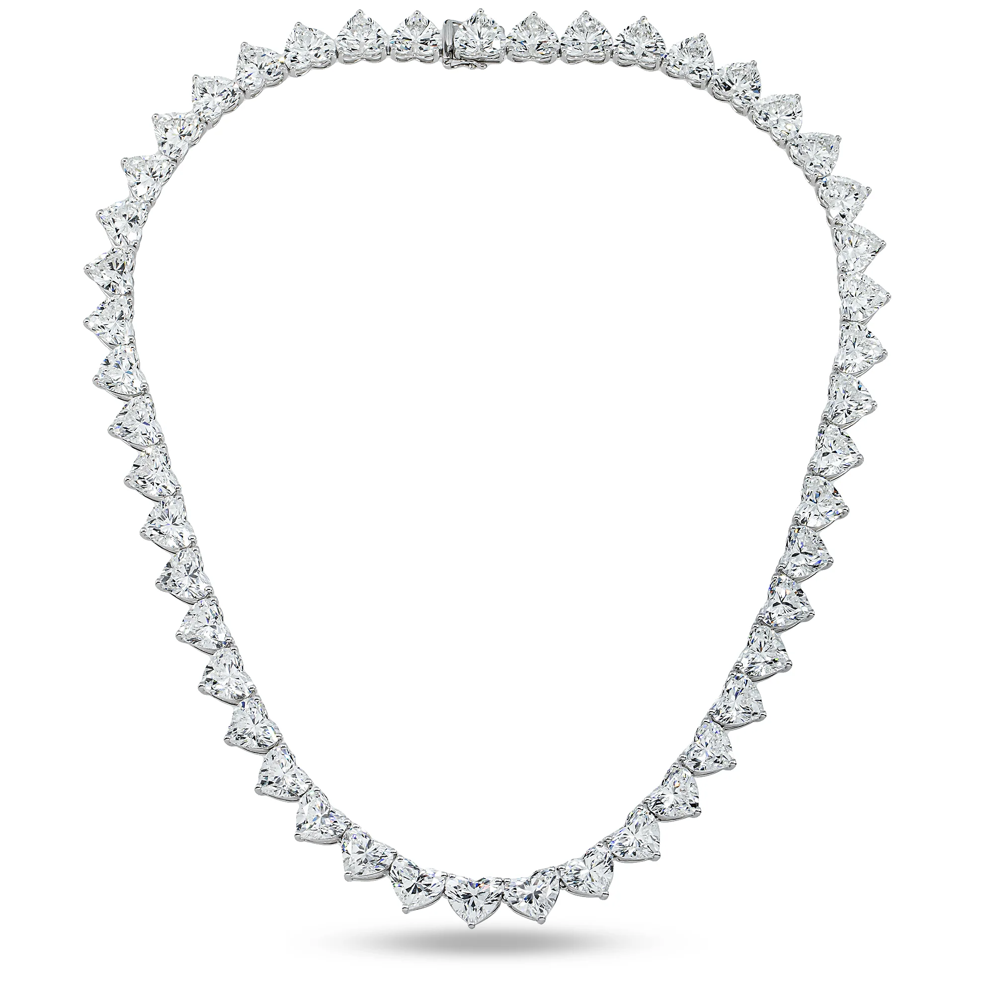 White Gold Heart Diamond Tennis Necklace 96.65ct