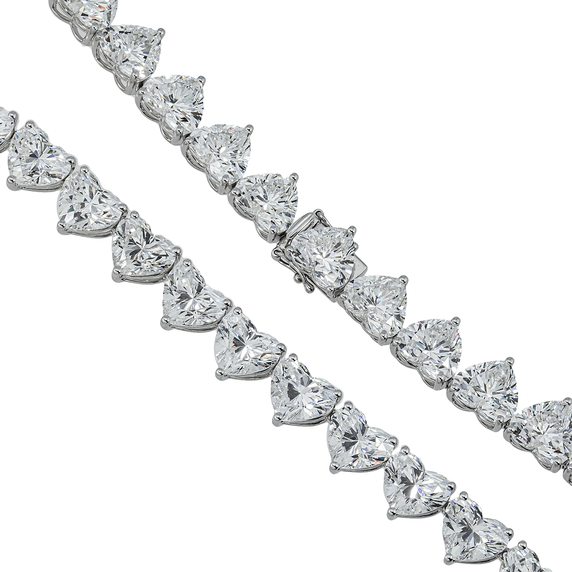 White Gold Heart Diamond Tennis Necklace 96.65ct - Image 4