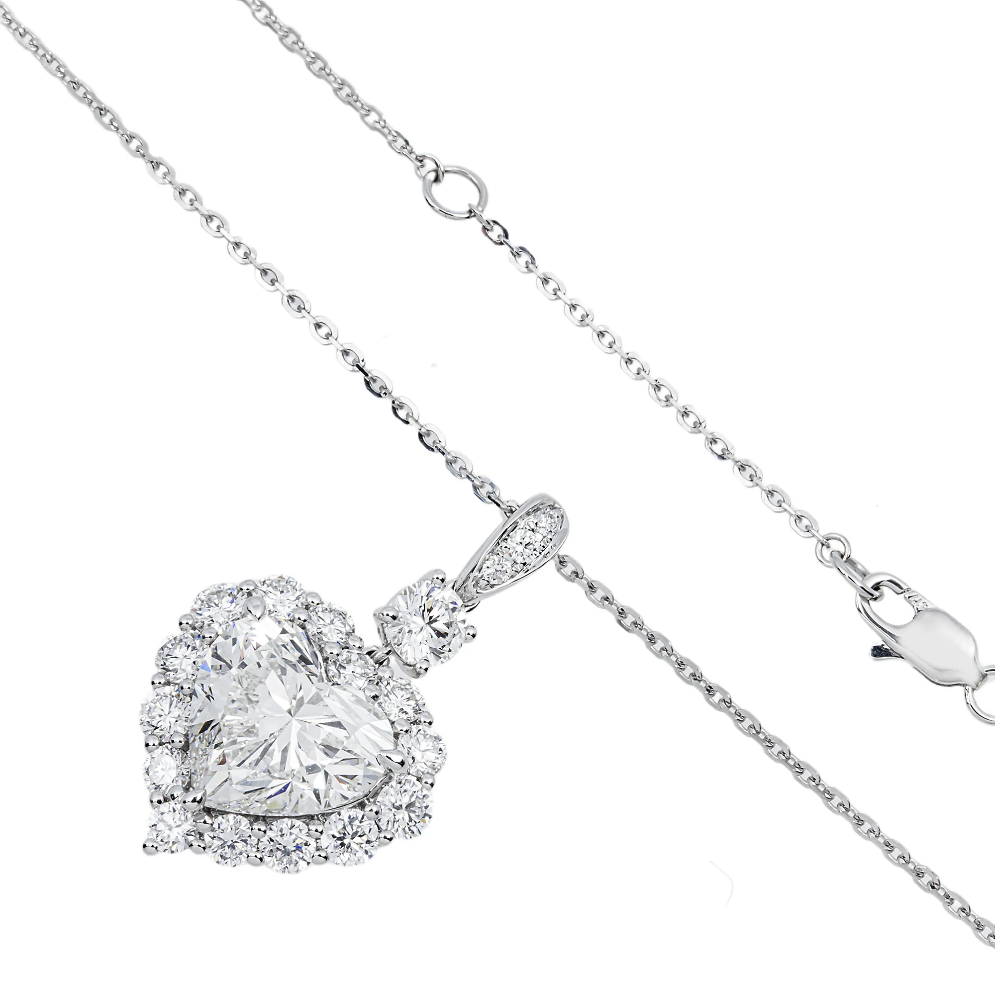 White Gold Heart & Diamond Necklace 5.88ct - Image 3