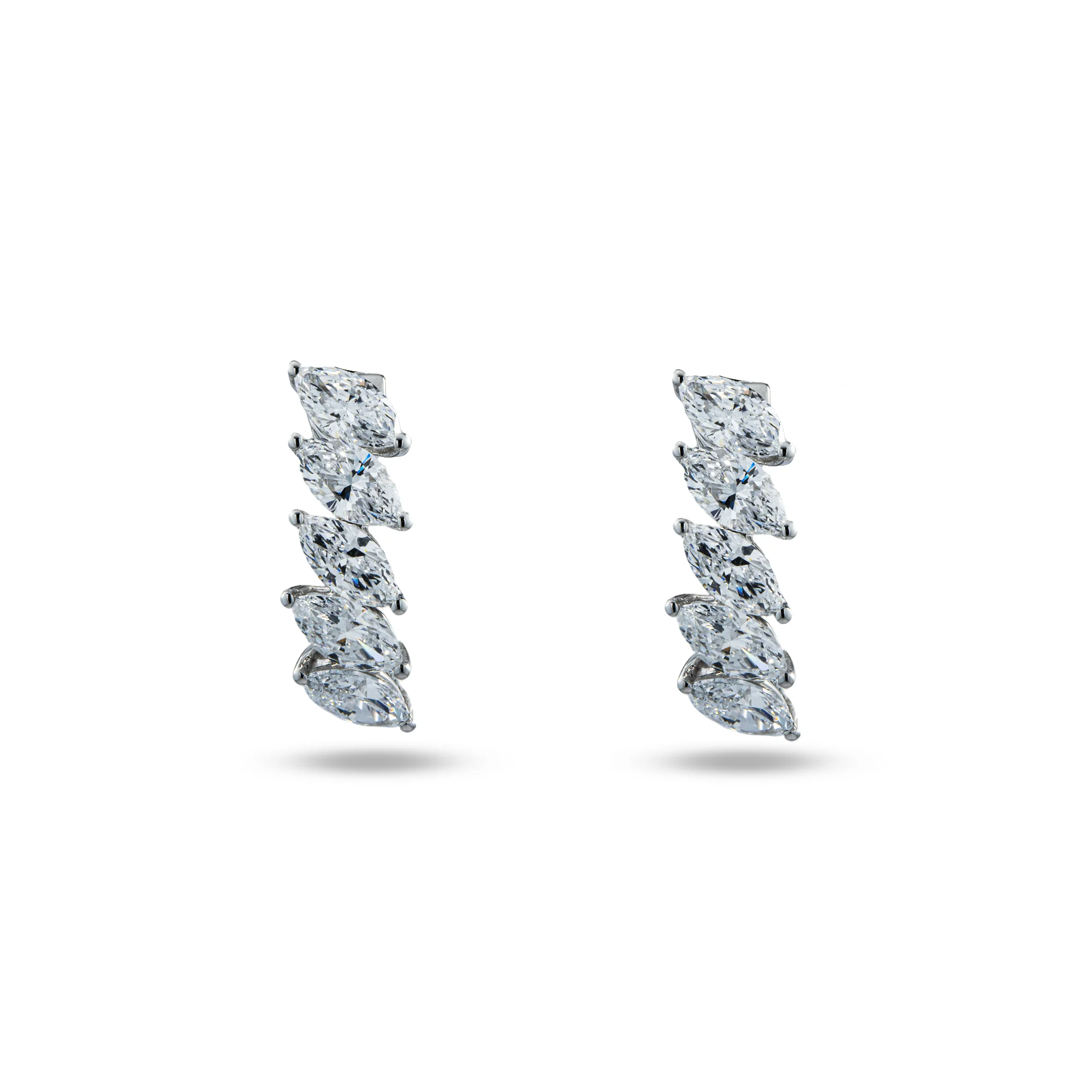 White Gold Marquise Cut Diamond Hoop Earrings 3.10ctw