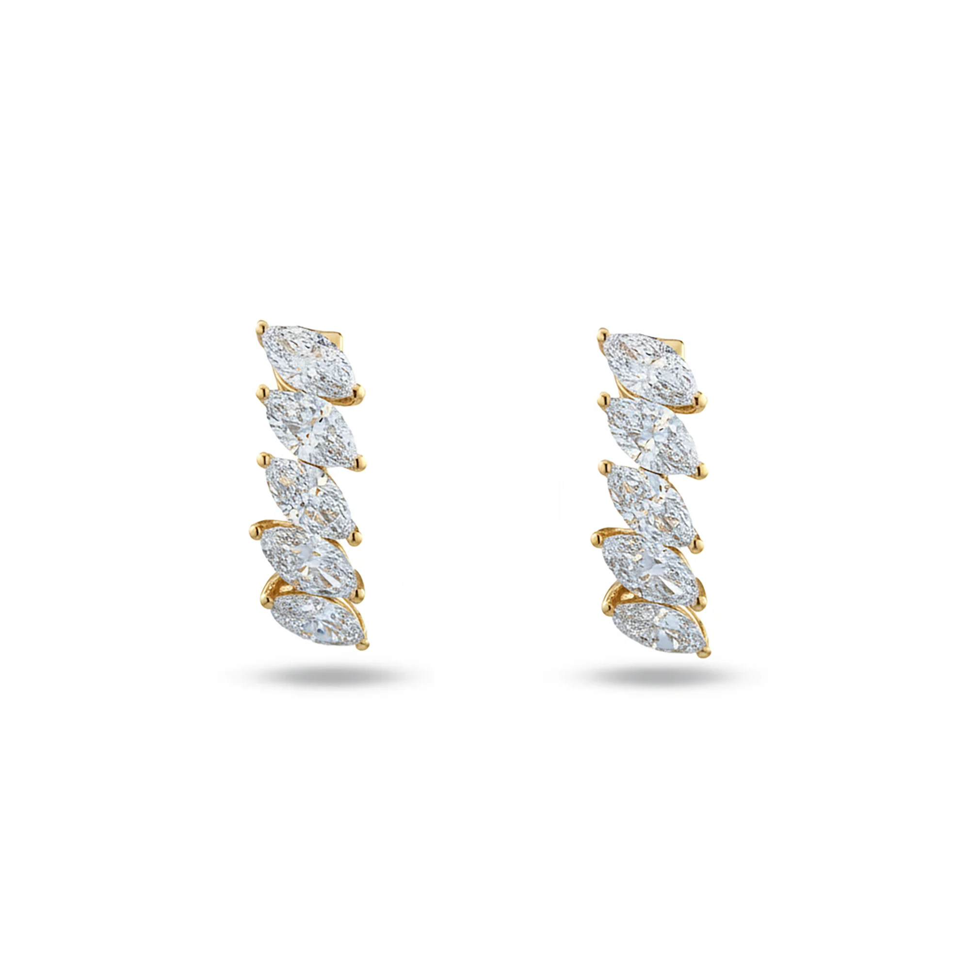 White Gold Marquise Cut Diamond Hoop Earrings 3.10ctw - Image 4