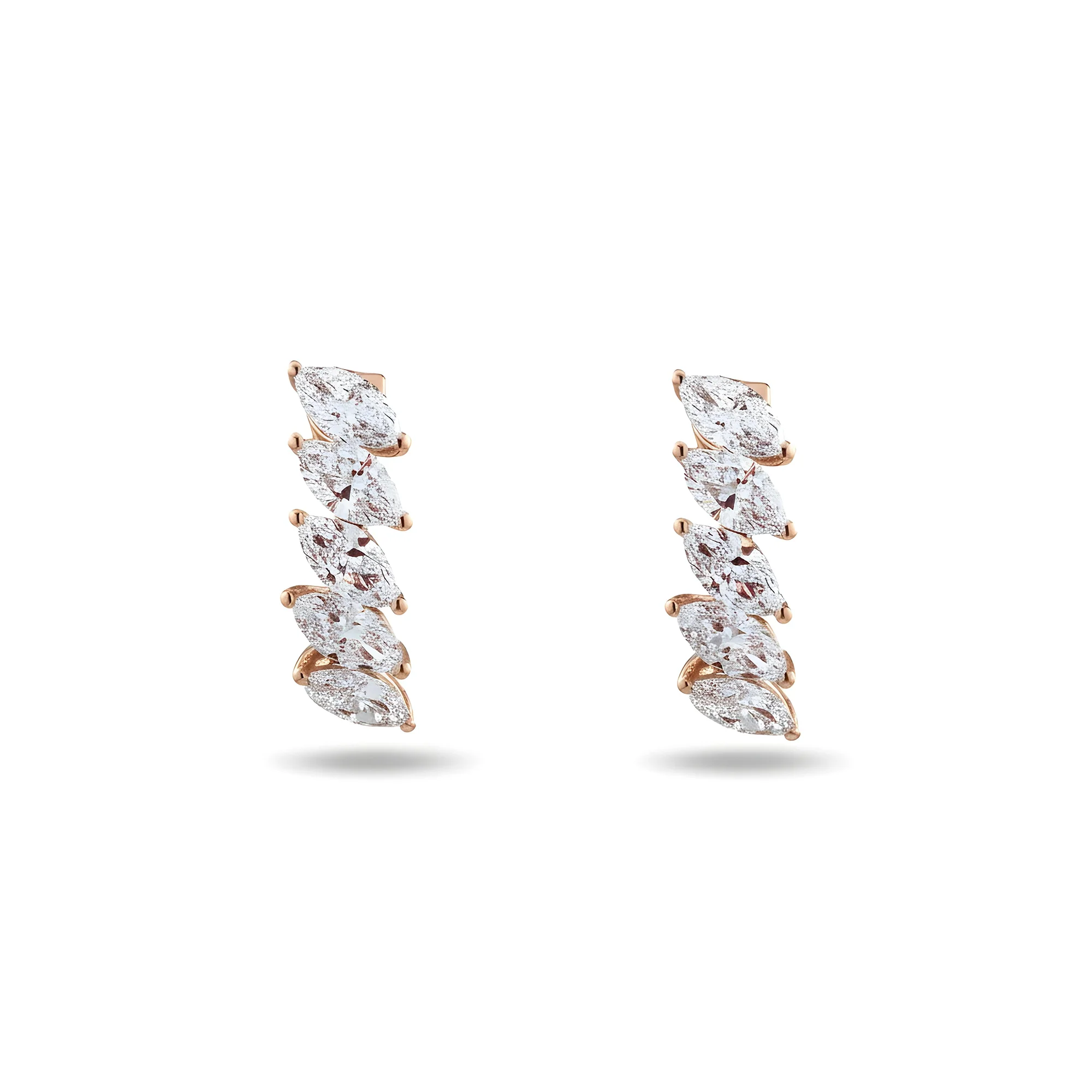 White Gold Marquise Cut Diamond Hoop Earrings 3.10ctw - Image 6