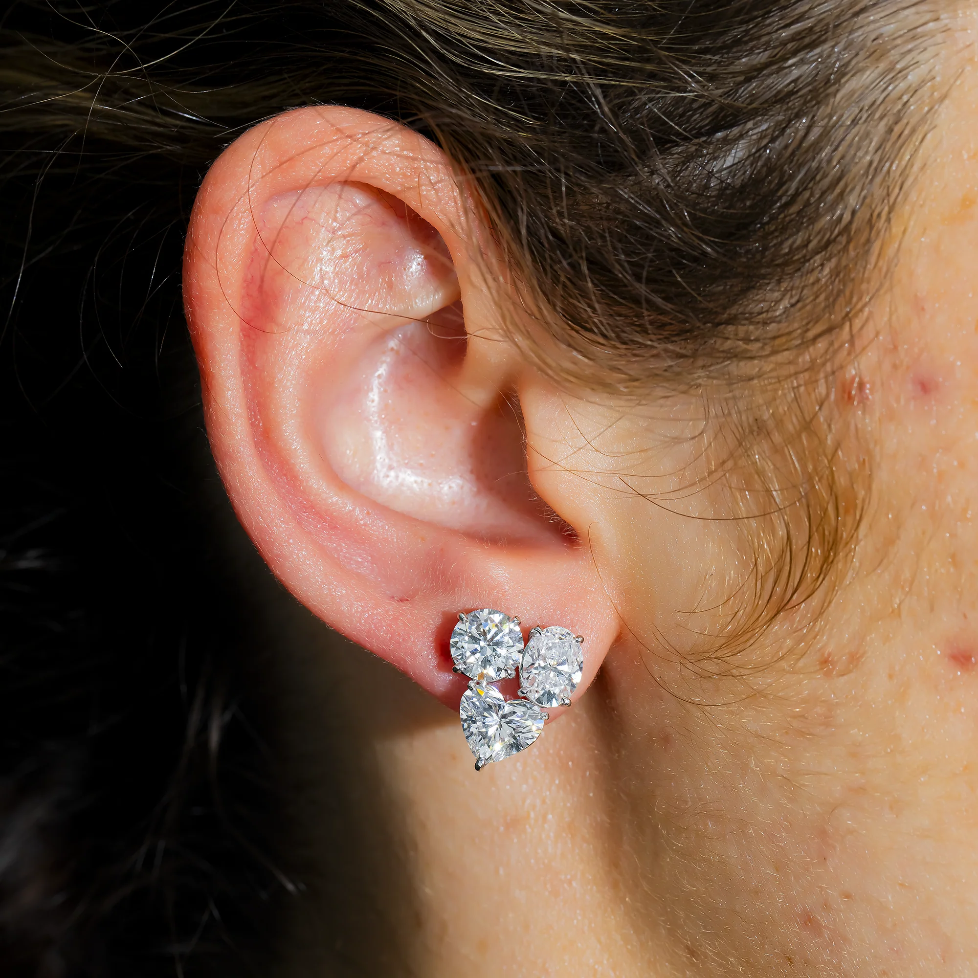 White Gold Multi Shape Diamond Stud Earrings 7.48ctw - Image 2