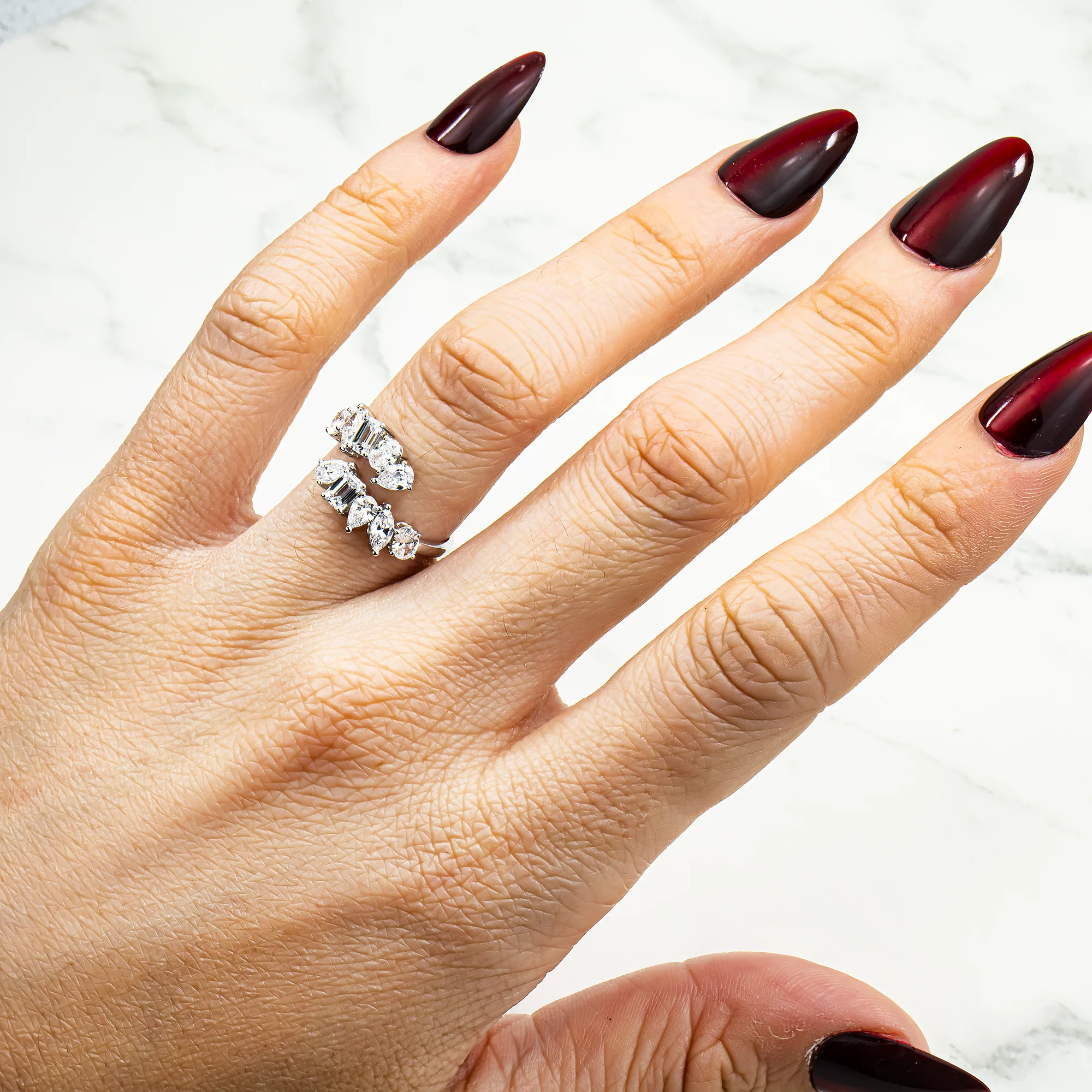 White Gold Multi Cut Diamond Wrap Ring 1.64ct - Image 2