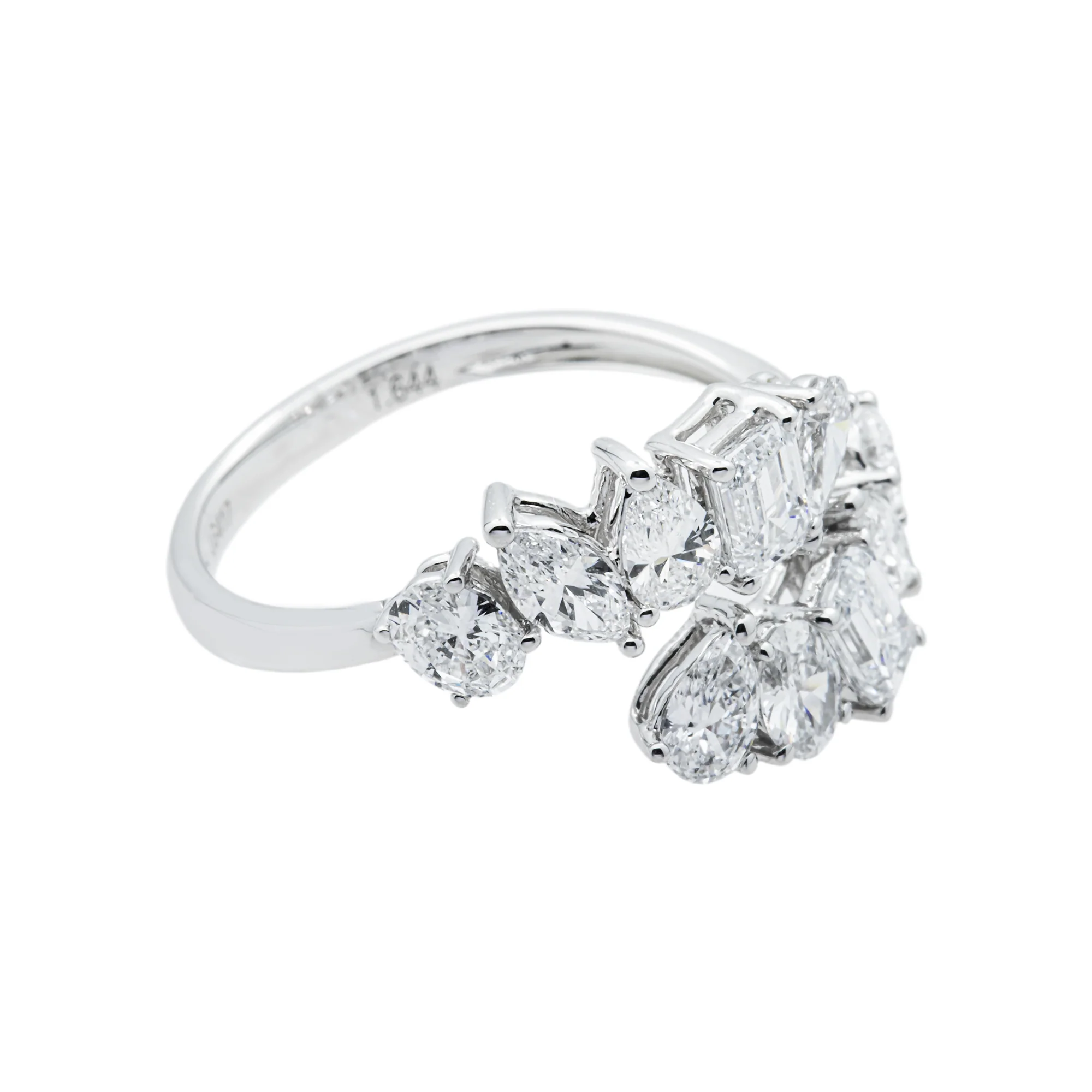 White Gold Multi Cut Diamond Wrap Ring 1.64ct - Image 3