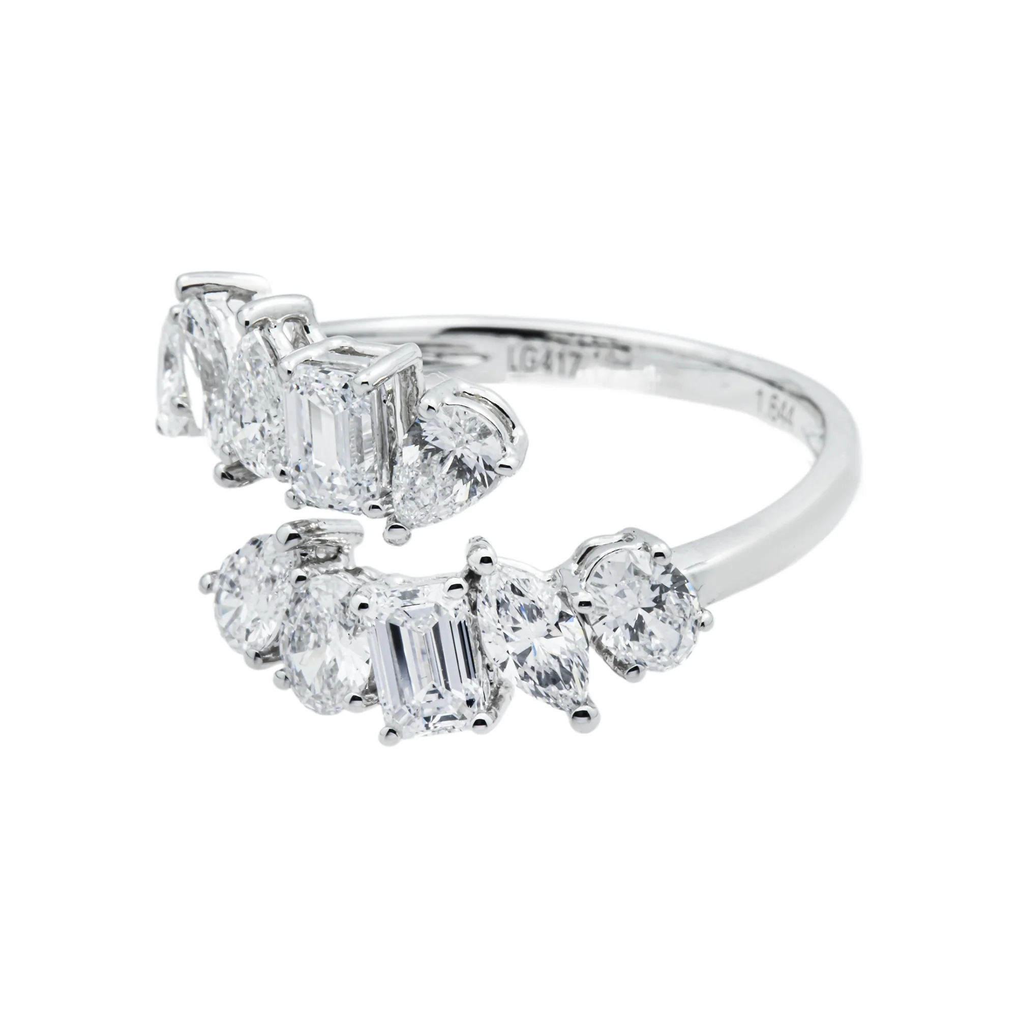 White Gold Multi Cut Diamond Wrap Ring 1.64ct - Image 5