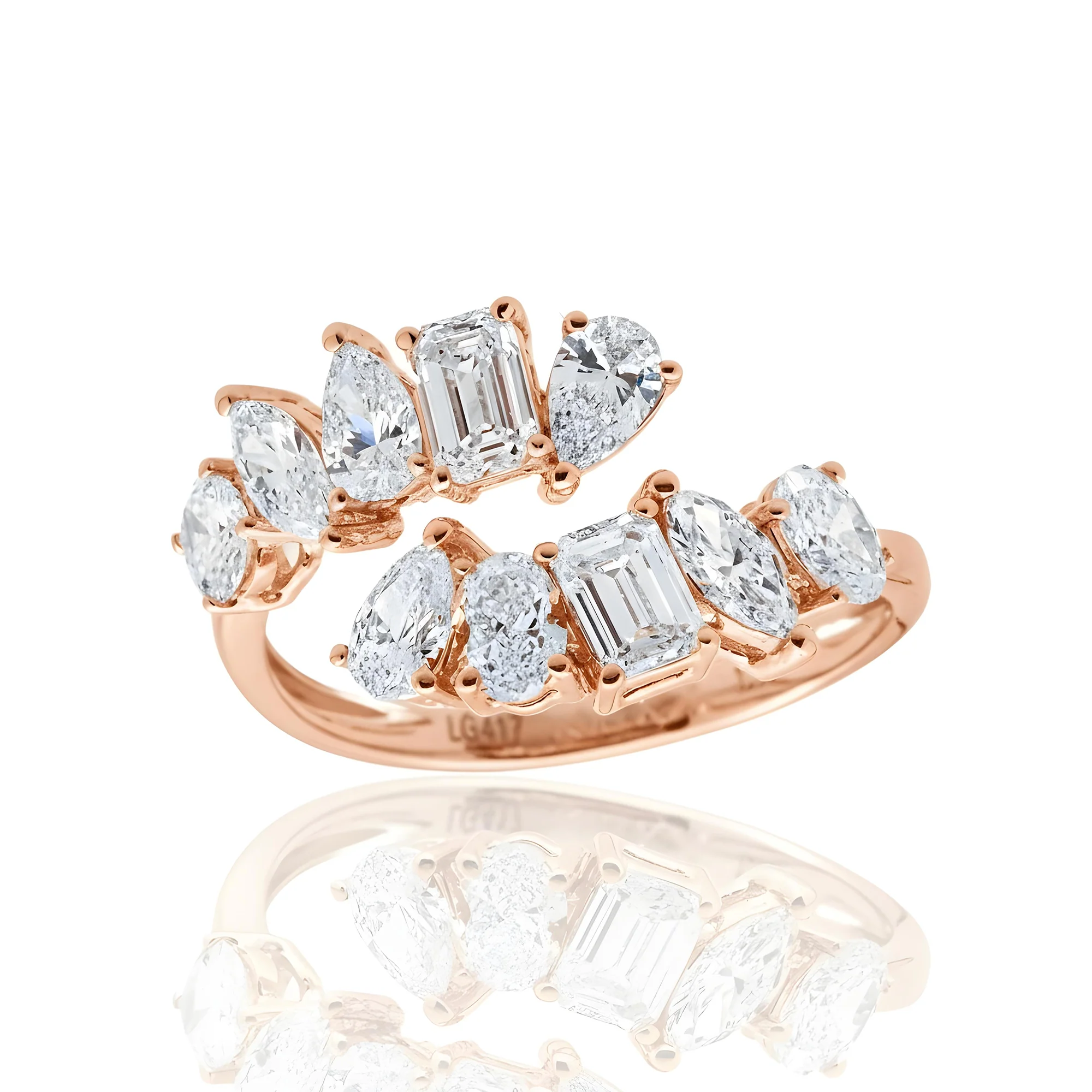 White Gold Multi Cut Diamond Wrap Ring 1.64ct - Image 9