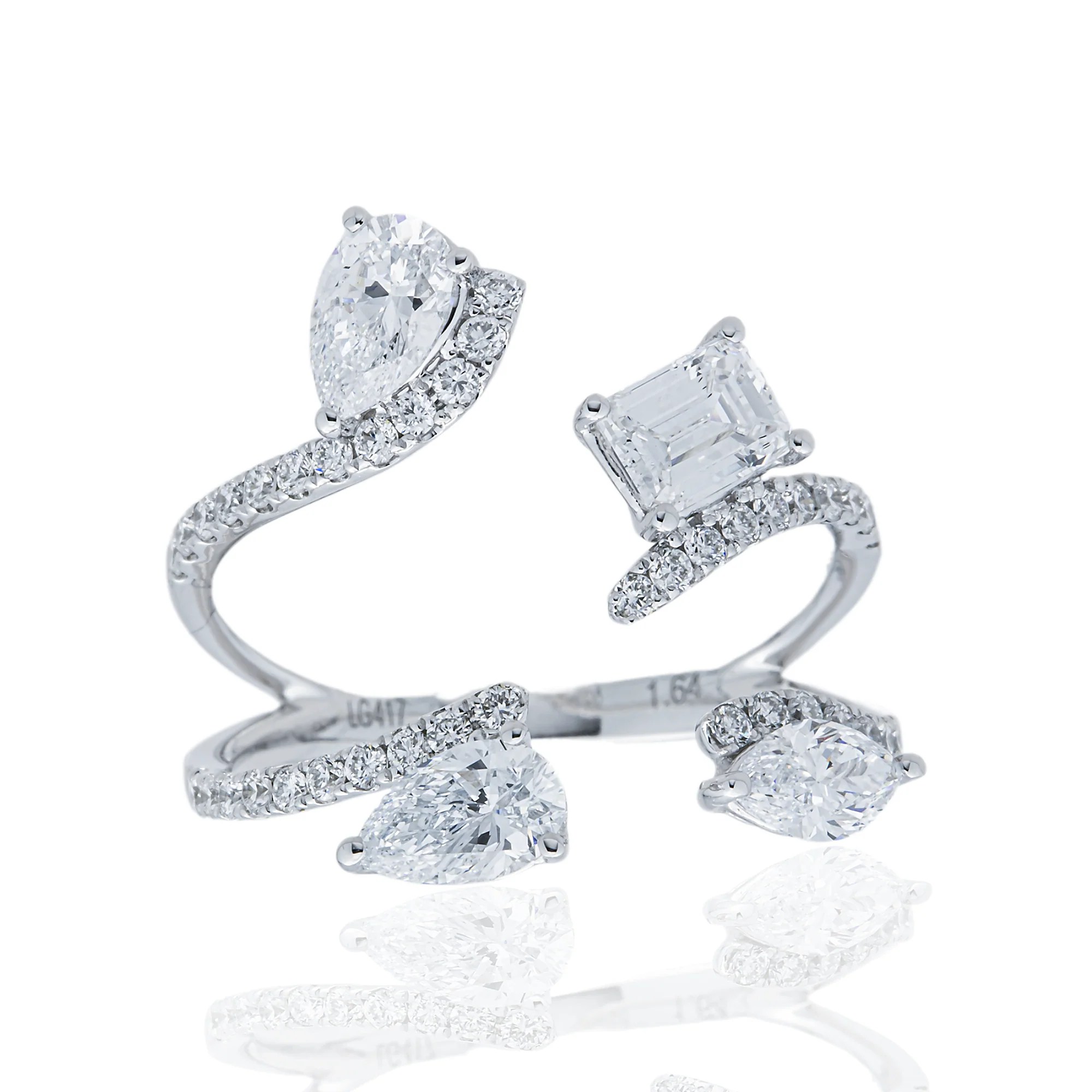 White Gold Floating Multi Shape Diamond Ring 2.05ct