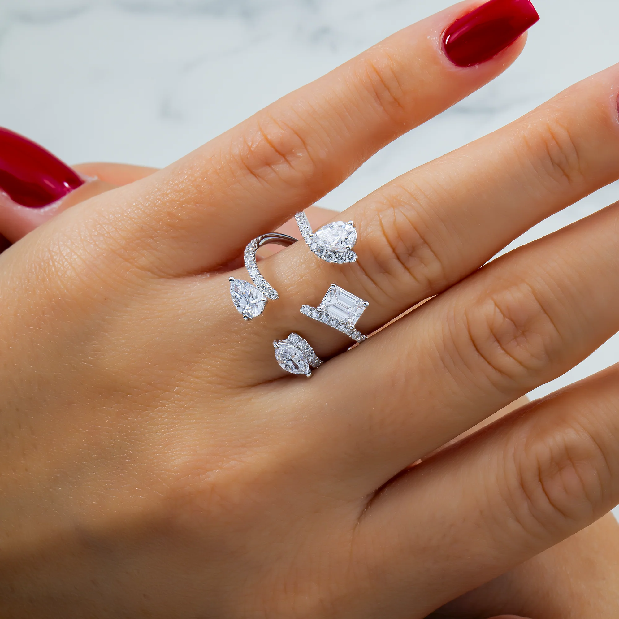 White Gold Floating Multi Shape Diamond Ring 2.05ct - Image 2