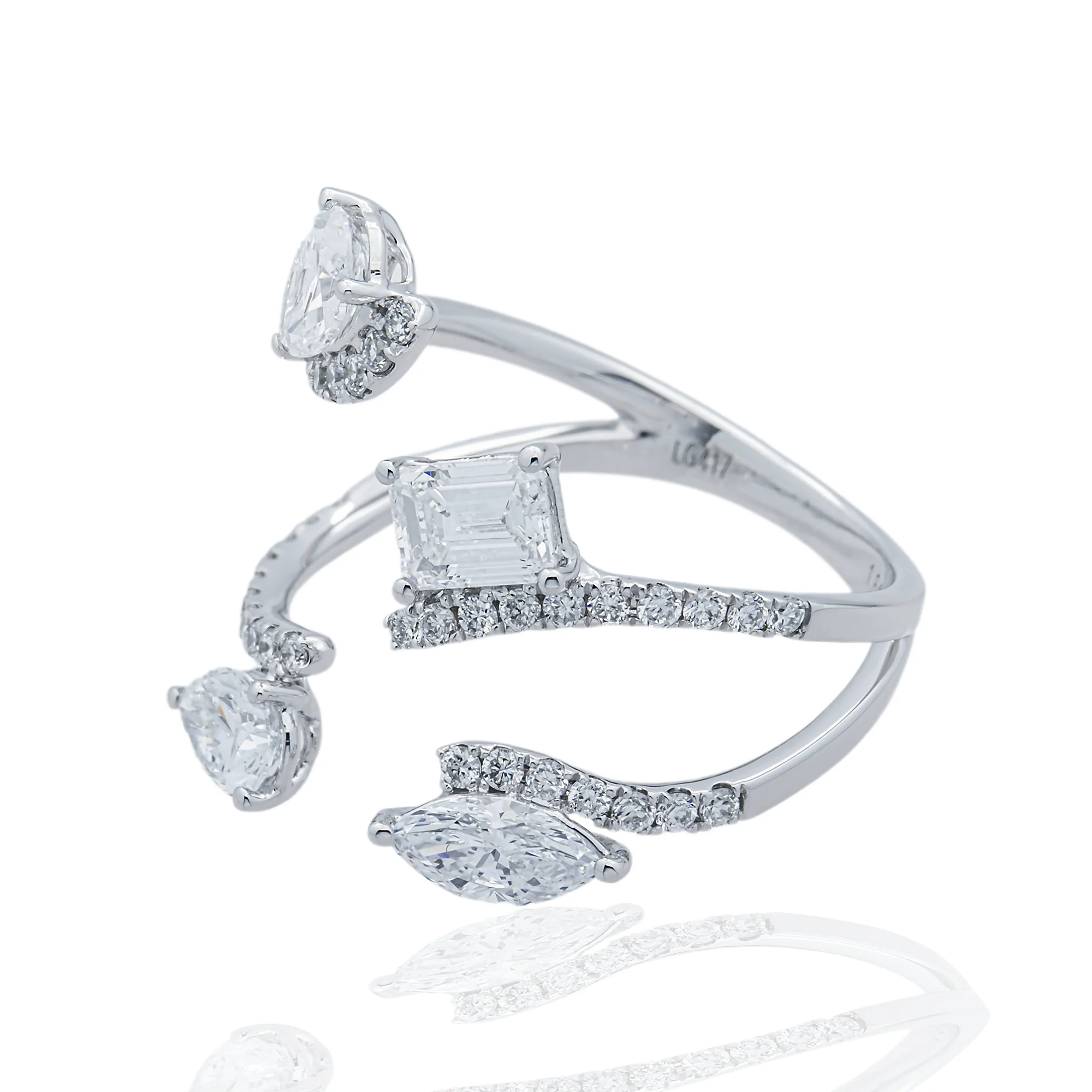 White Gold Floating Multi Shape Diamond Ring 2.05ct - Image 4