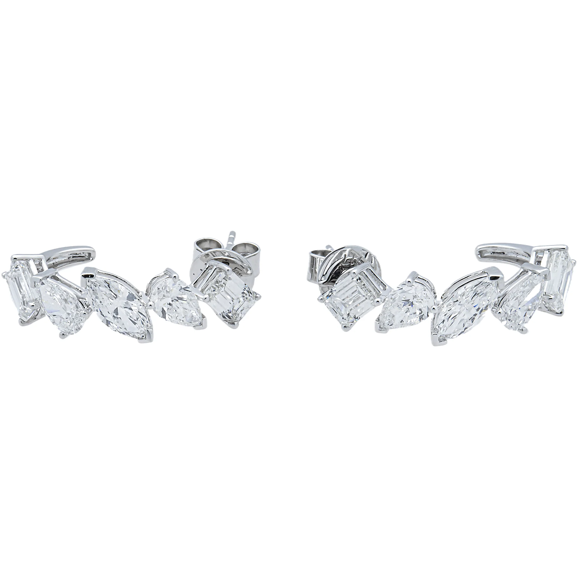 White Gold Multi Shape Diamond Drop Earrings 5.21ctw - Image 3