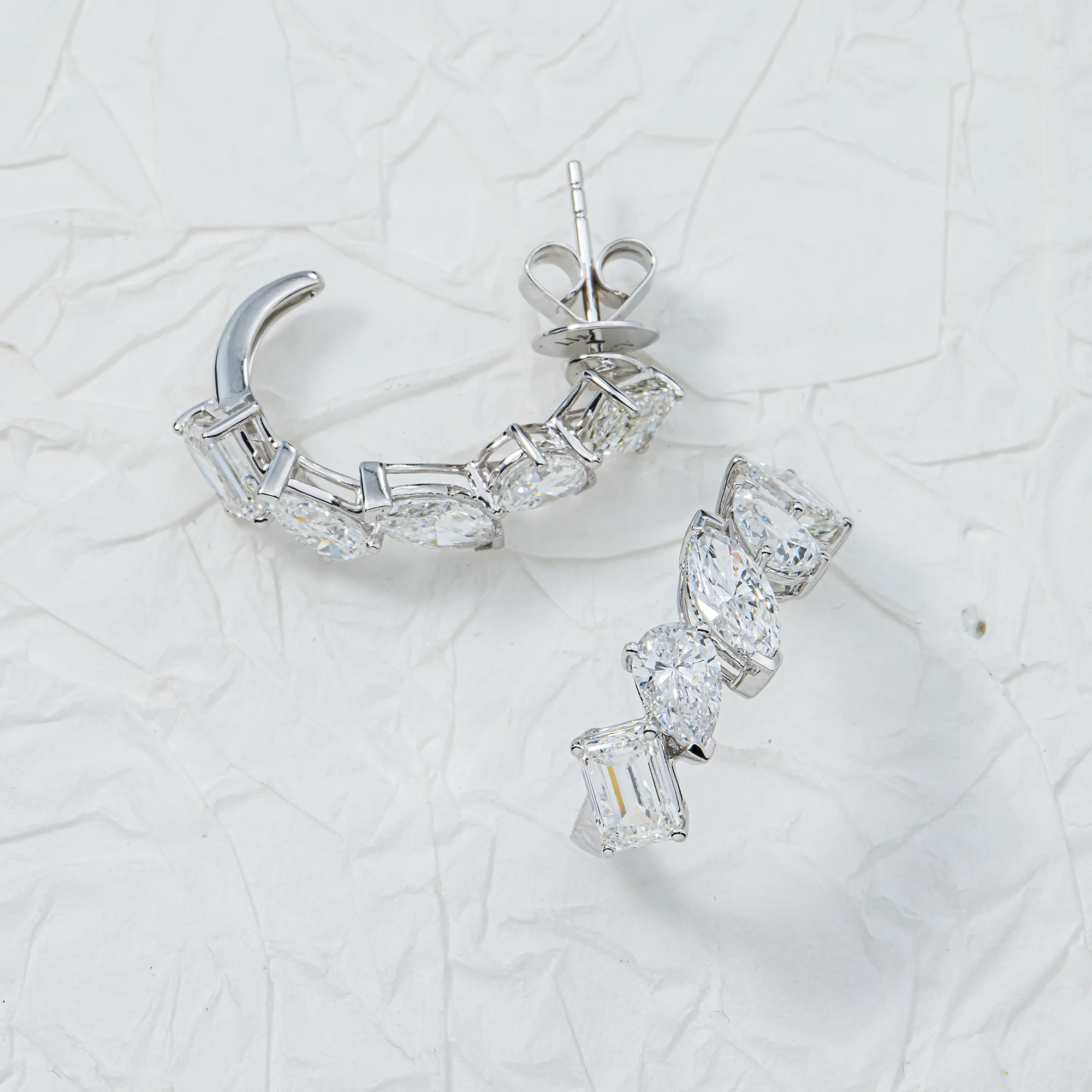 White Gold Multi Shape Diamond Drop Earrings 5.21ctw - Image 4