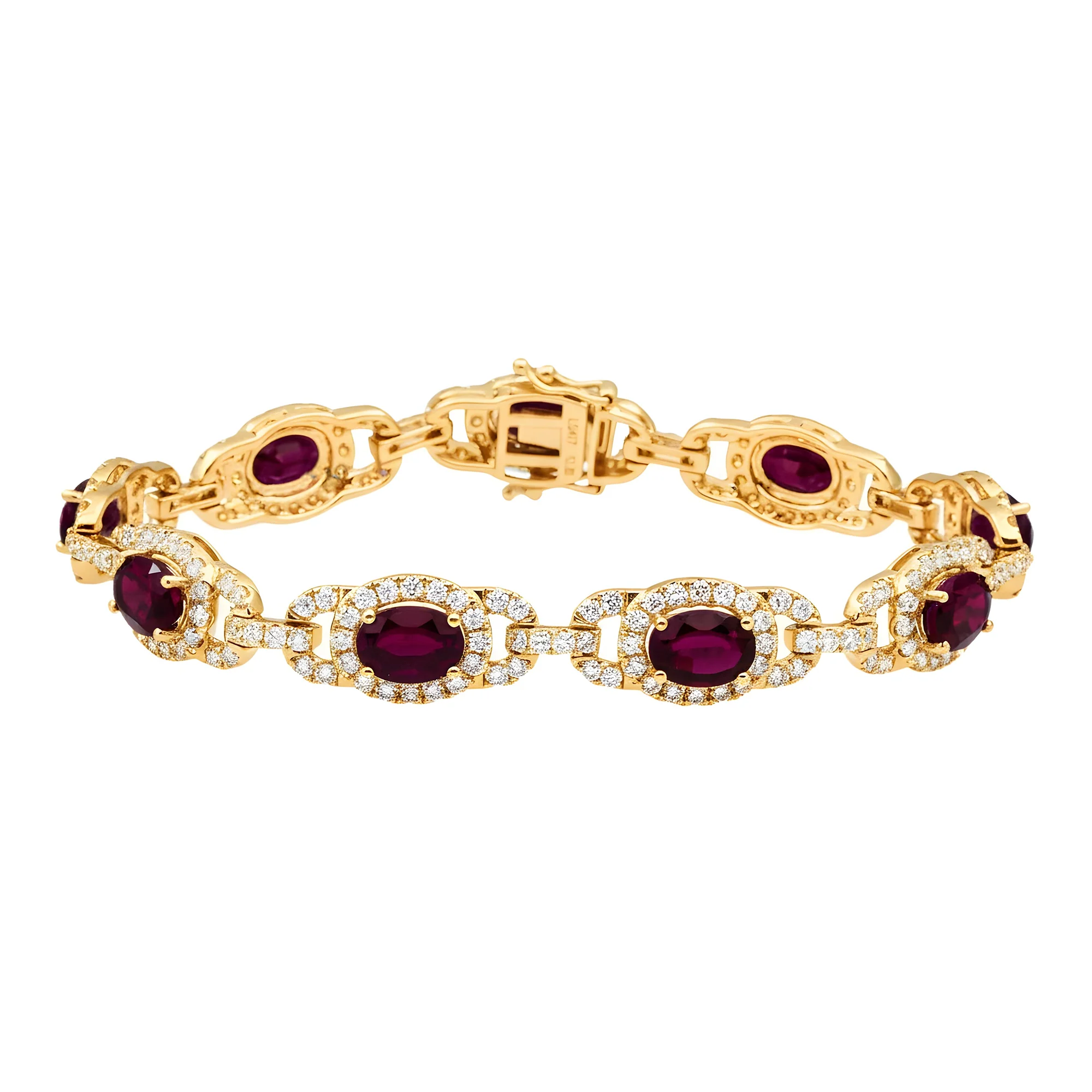White Gold Oval Cut Ruby & Round Diamond Bracelet 13.96ct - Image 5
