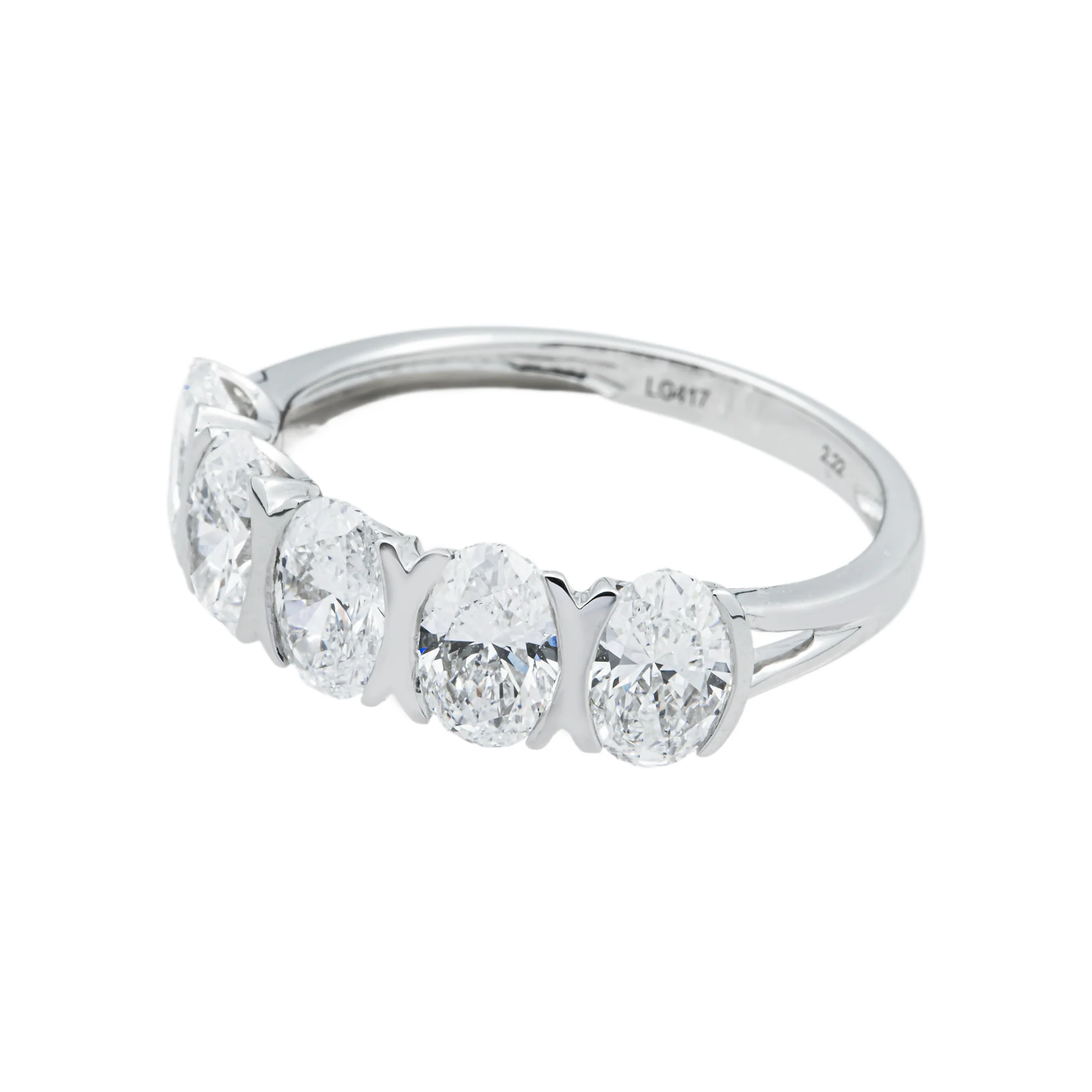White Gold Oval Cut Diamond Half Eternity Ring 2.22ct - Image 3