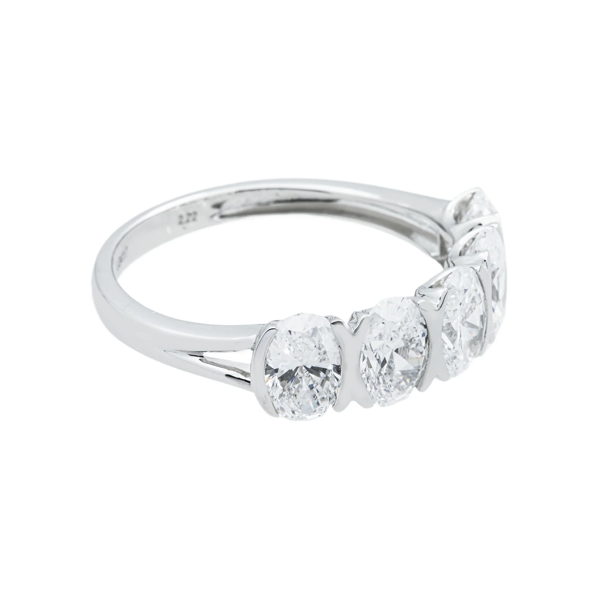 White Gold Oval Cut Diamond Half Eternity Ring 2.22ct - Image 5