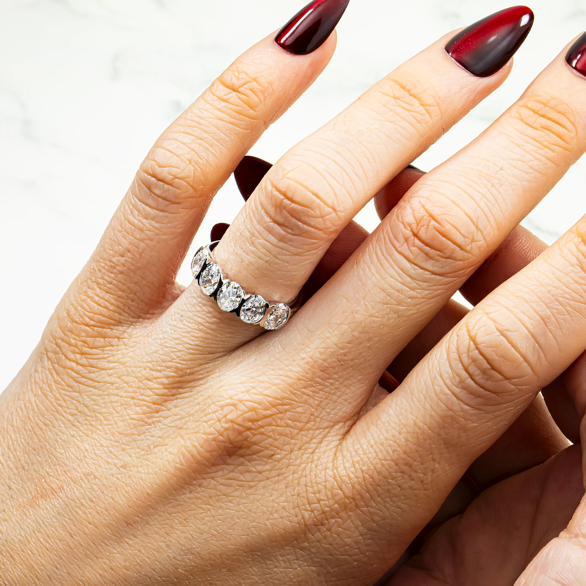 White Gold Oval Cut Diamond Half Eternity Ring 2.22ct - Image 6