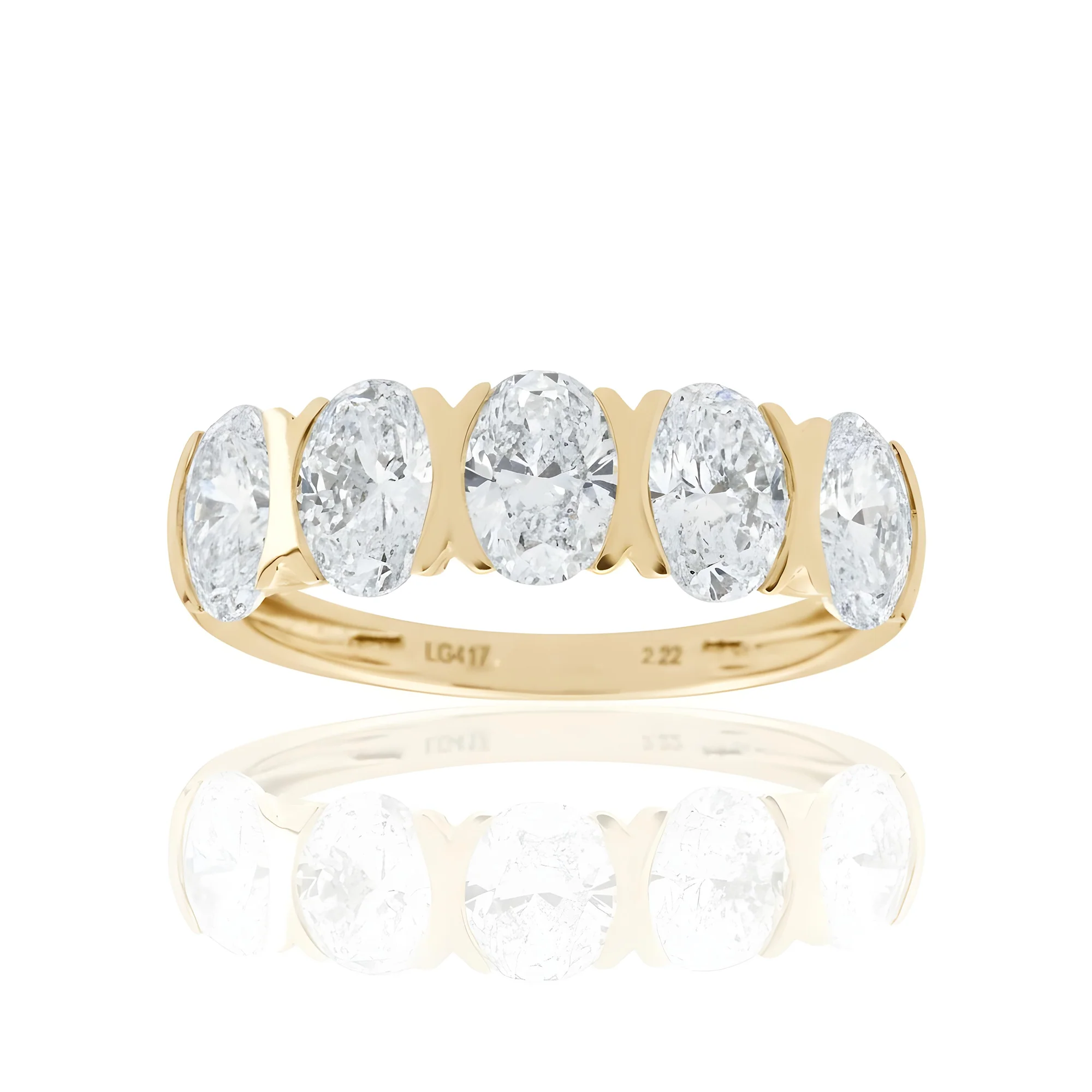 White Gold Oval Cut Diamond Half Eternity Ring 2.22ct - Image 7