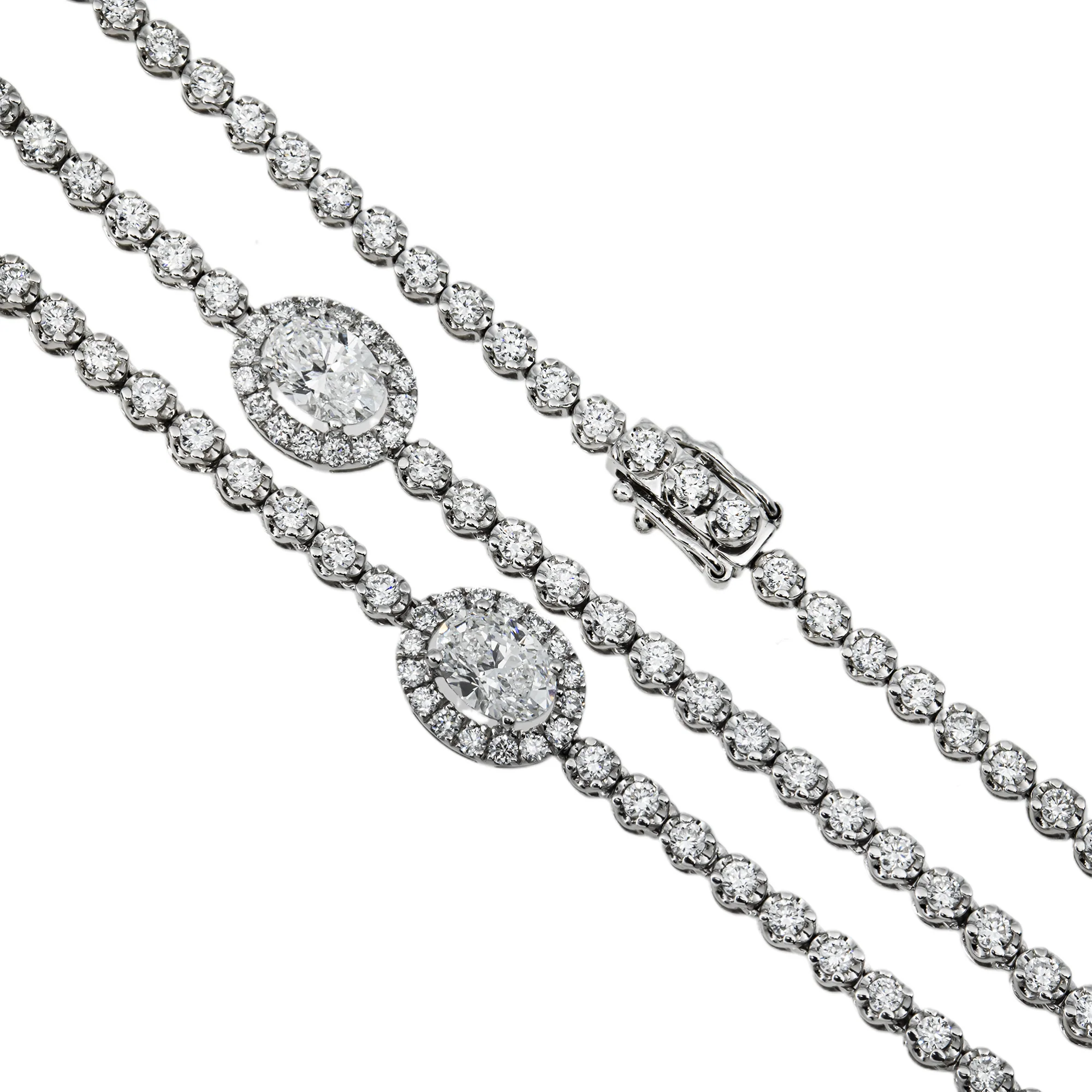 White Gold Oval Cut & Round Diamond Necklace 17.58ct - Image 4
