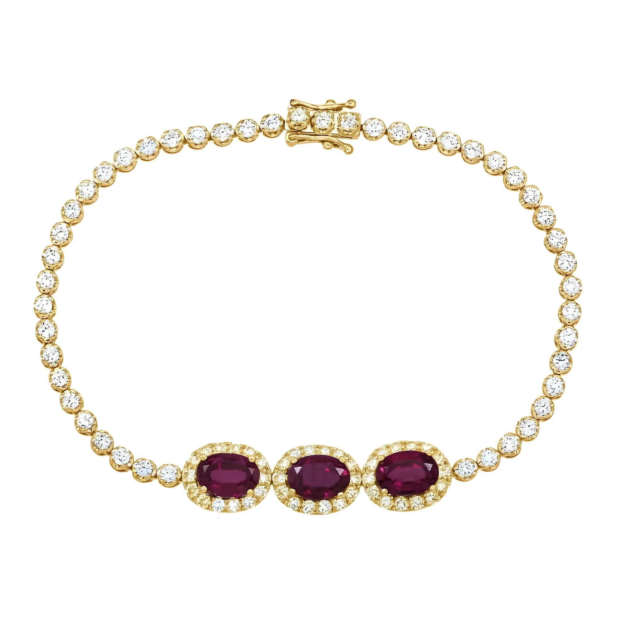 White Gold Oval Cut Rubie & Diamond Bracelet 5.34ctw - Image 6