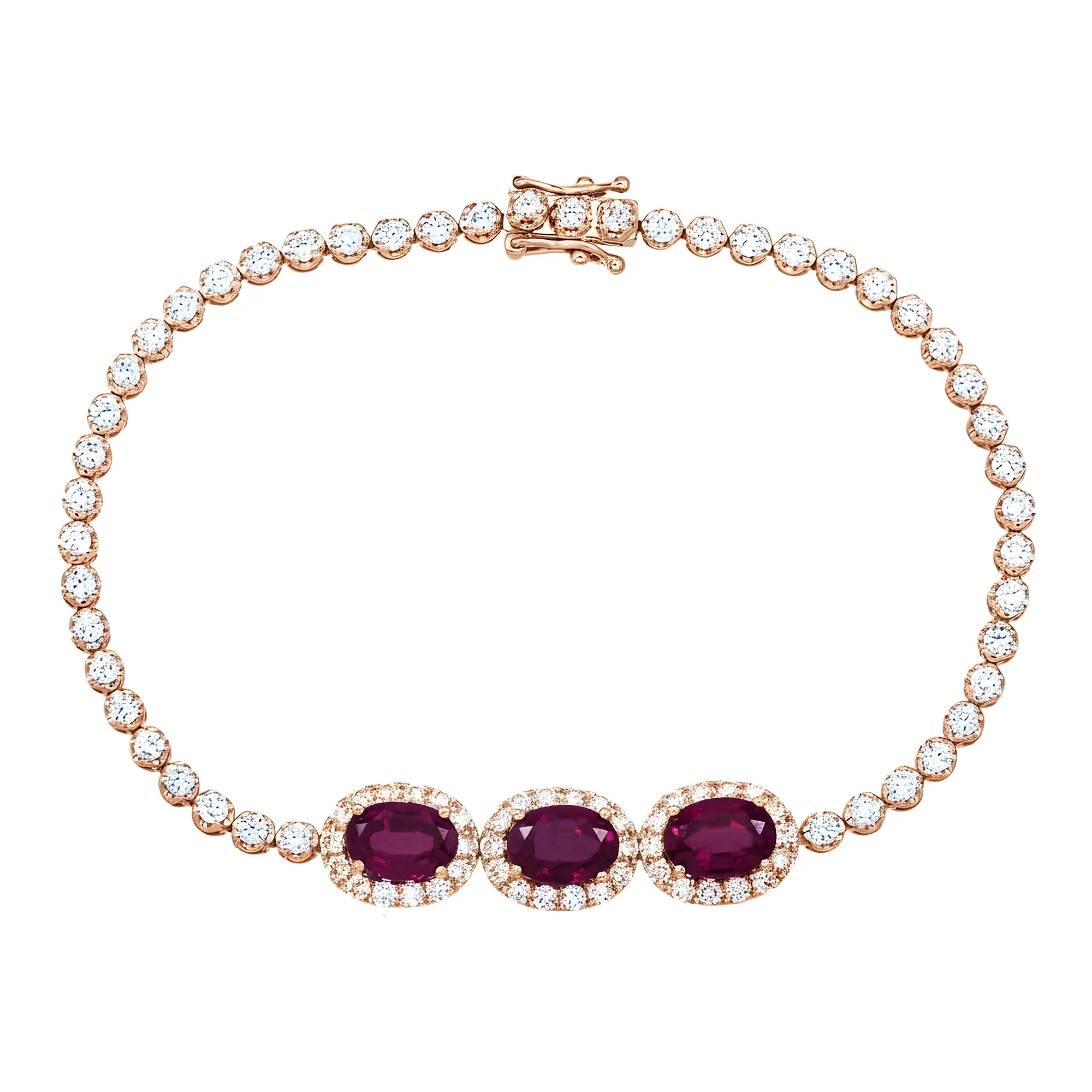 White Gold Oval Cut Rubie & Diamond Bracelet 5.34ctw - Image 8