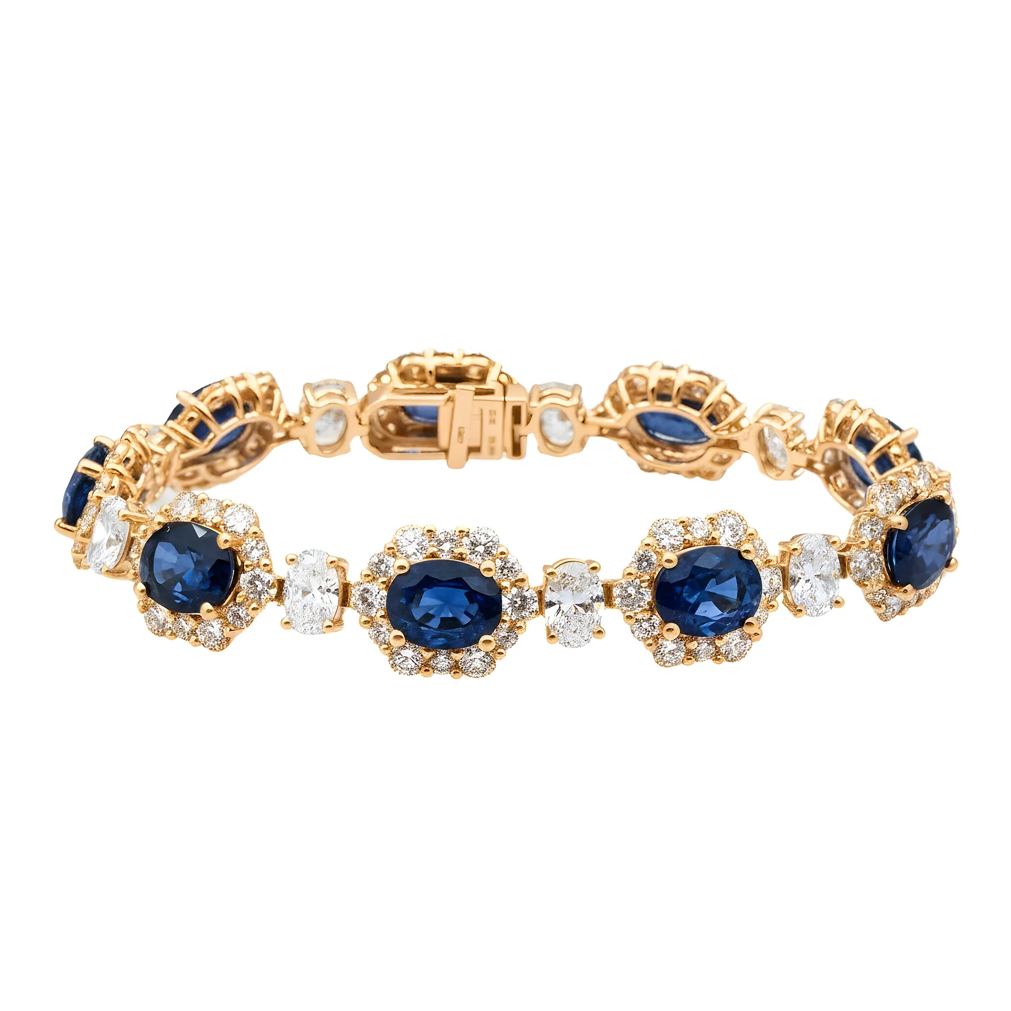White Gold Oval Cut Sapphire & Diamond Bracelet 36.29ct - Image 5