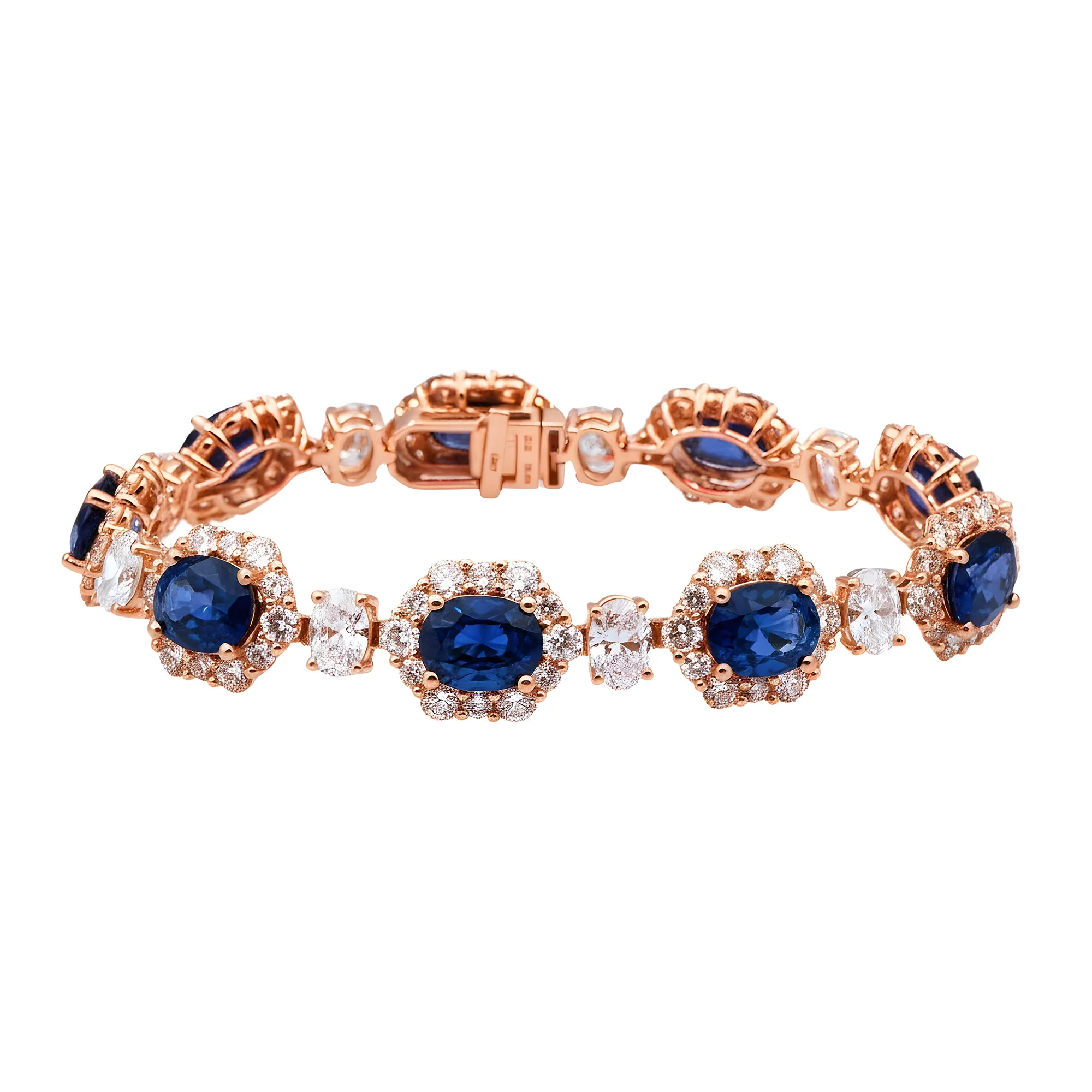 White Gold Oval Cut Sapphire & Diamond Bracelet 36.29ct - Image 7