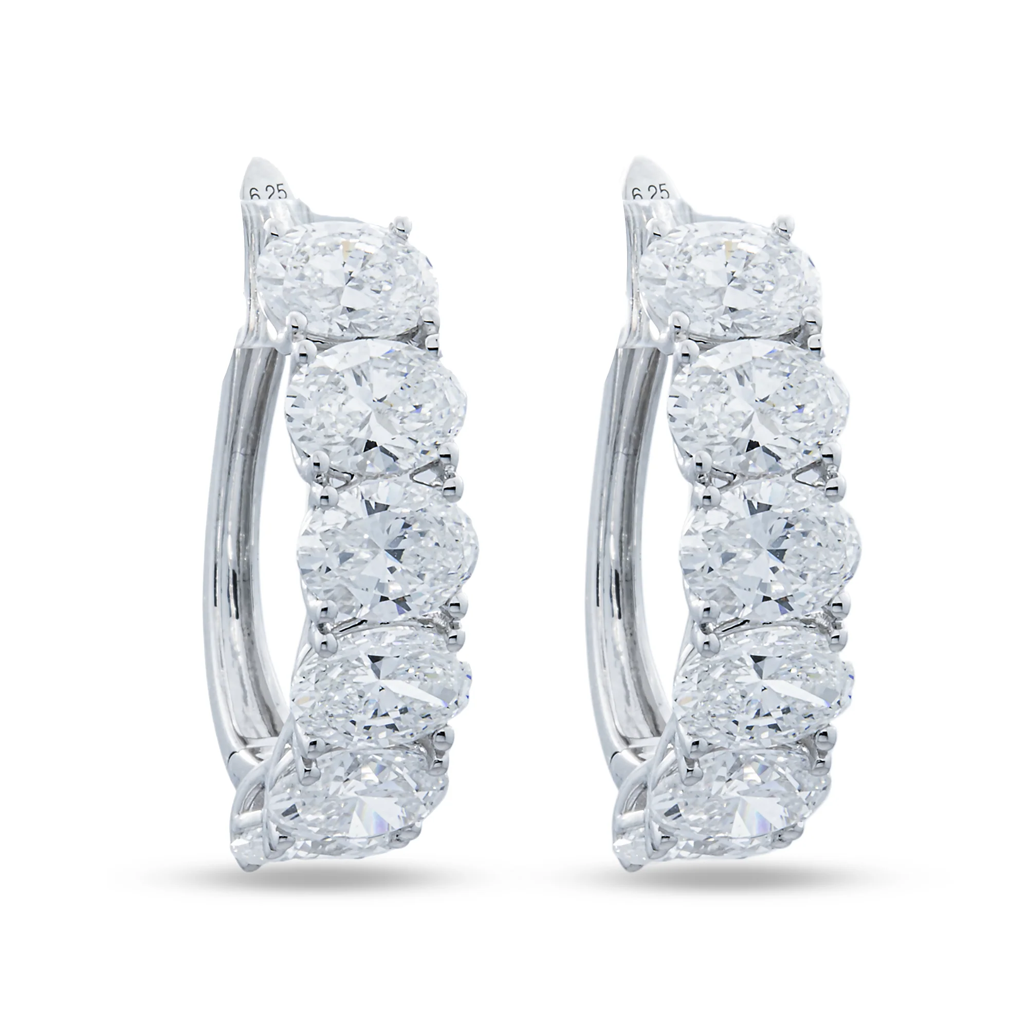 White Gold Oval Diamond Mini Hoop Earrings 6.25ctw