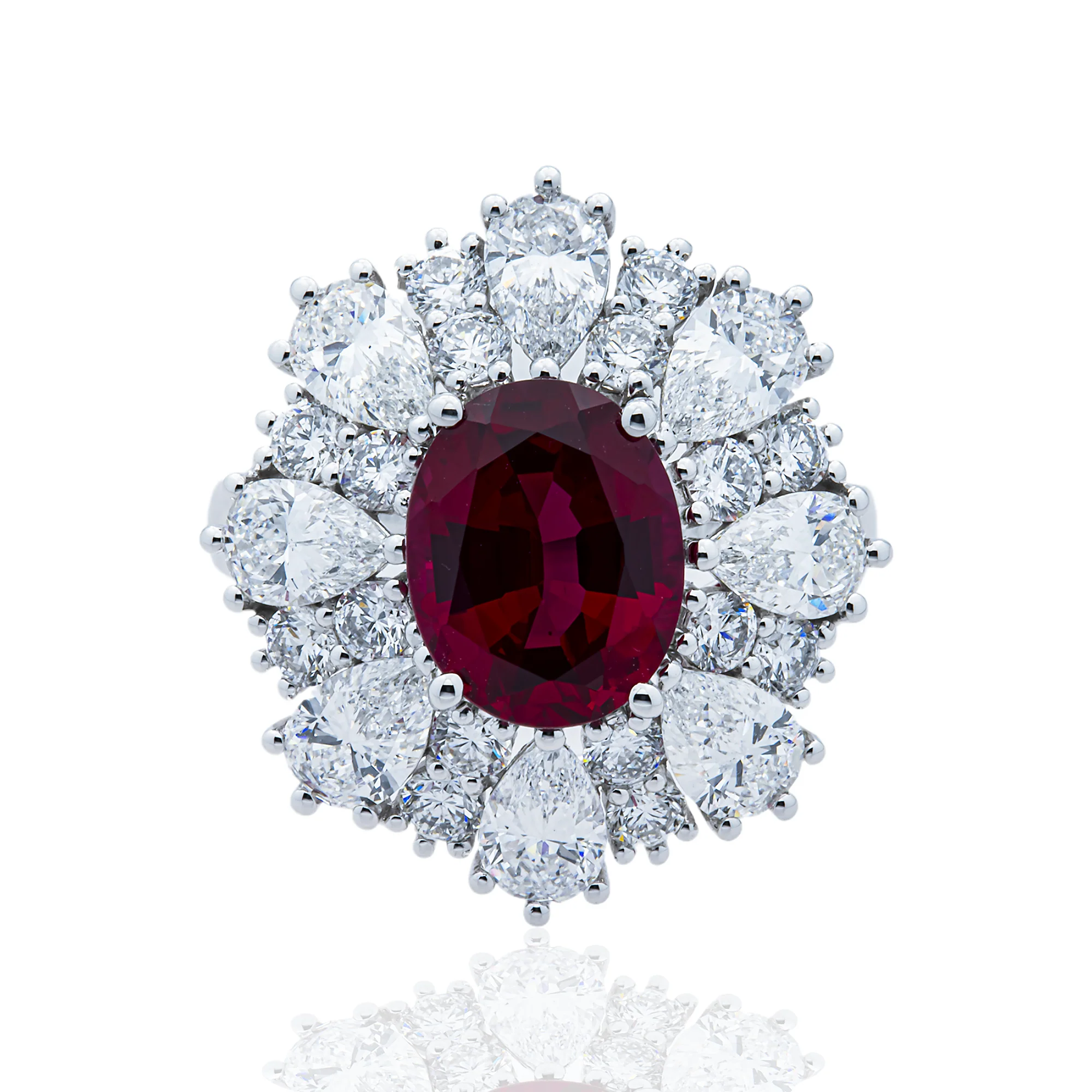 White Gold Ruby & Diamond Ring 7.19ctw
