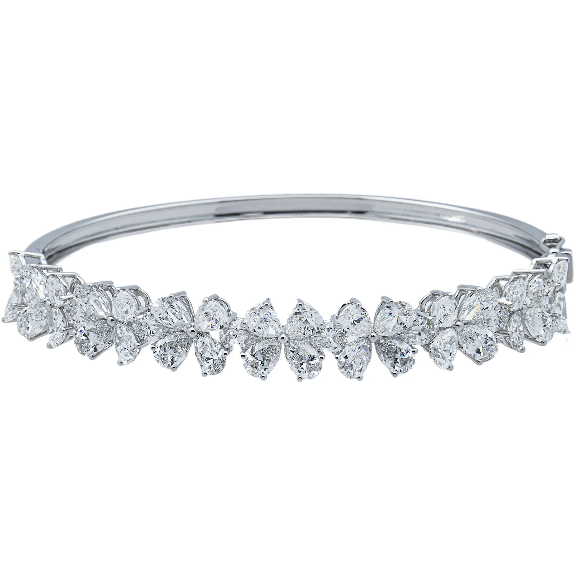 White Gold Pear Diamond Bangle Bracelet 7.90ct