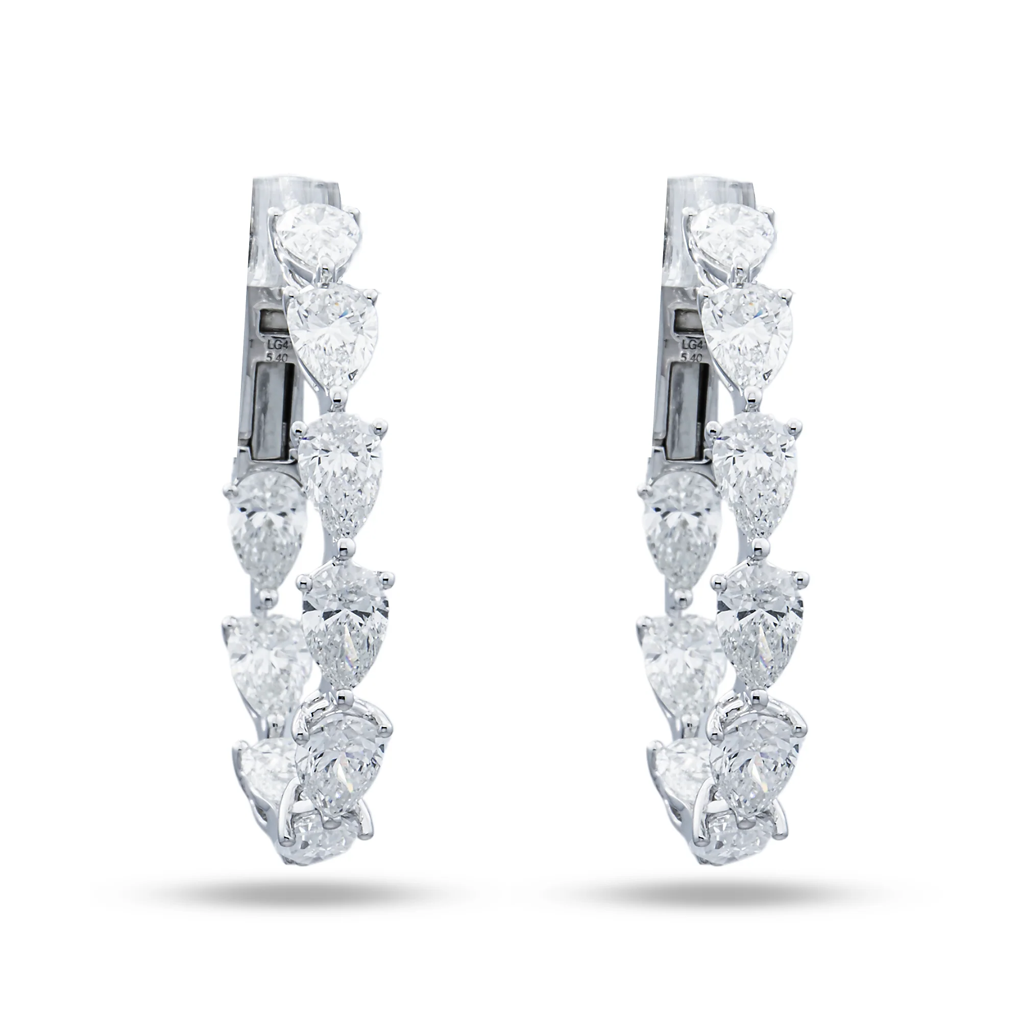 White Gold Pear Diamond Inside Out Hoop Earrings 5.40ctw