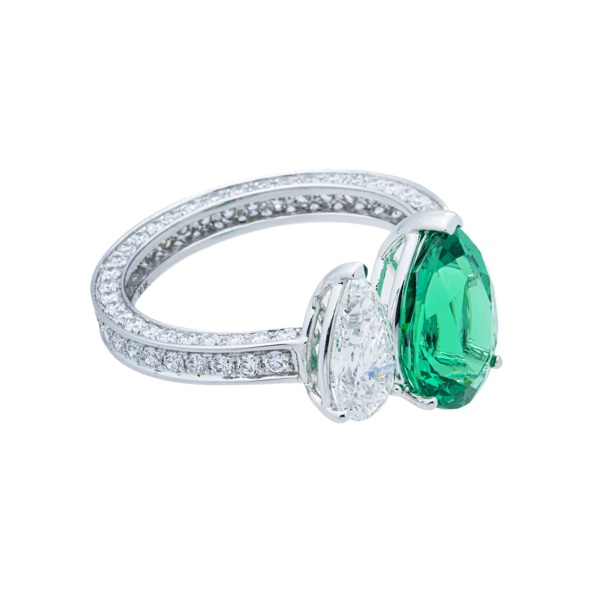 White Gold Emerald & Diamond Cuff Ring 4.63ctw - Image 2