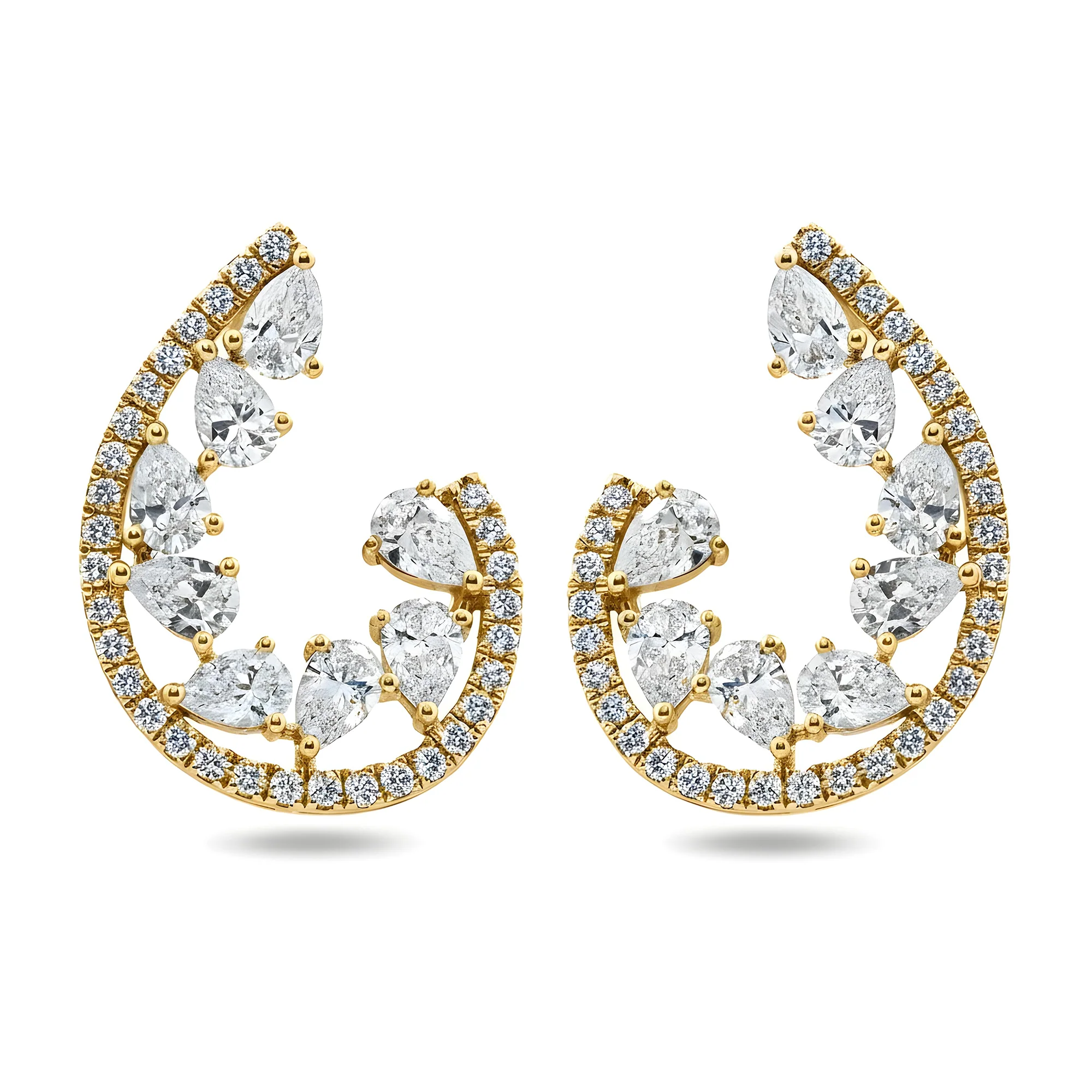 White Gold Pear & Round Diamond Drop Earrings 3.69ct - Image 4