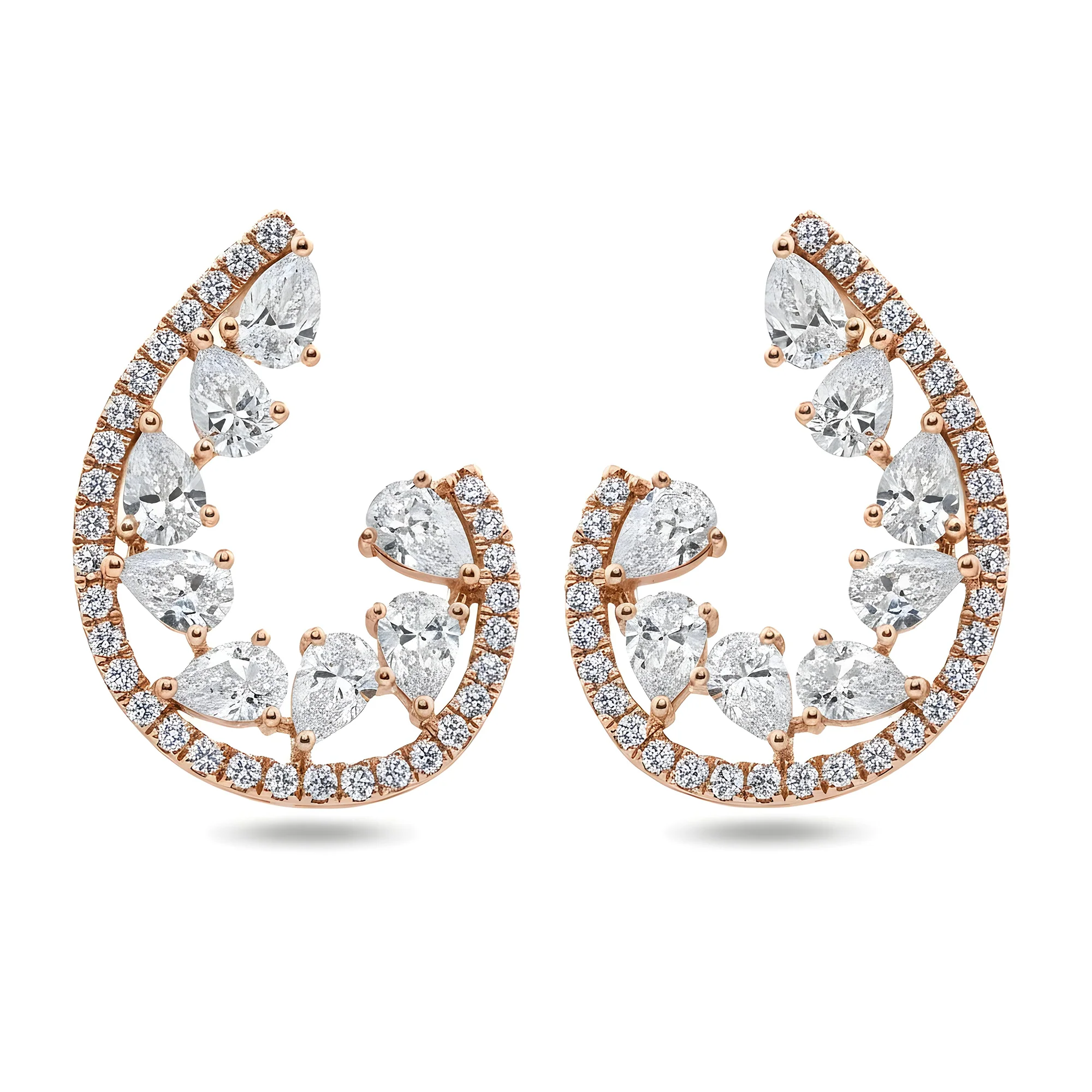 White Gold Pear & Round Diamond Drop Earrings 3.69ct - Image 6