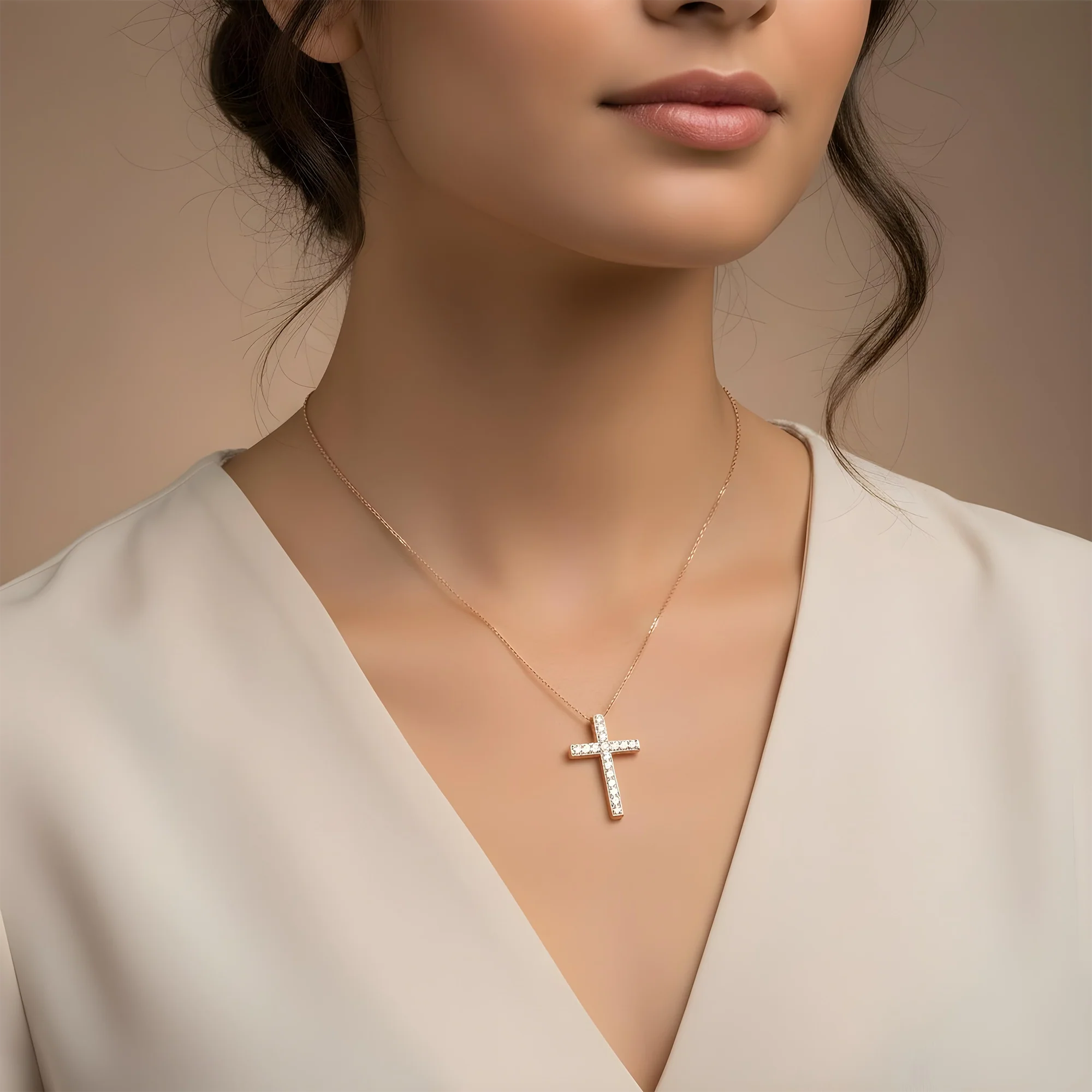 White Gold Roud Diamond Cross Pendant & Chain Necklace 2.48ct - Image 7