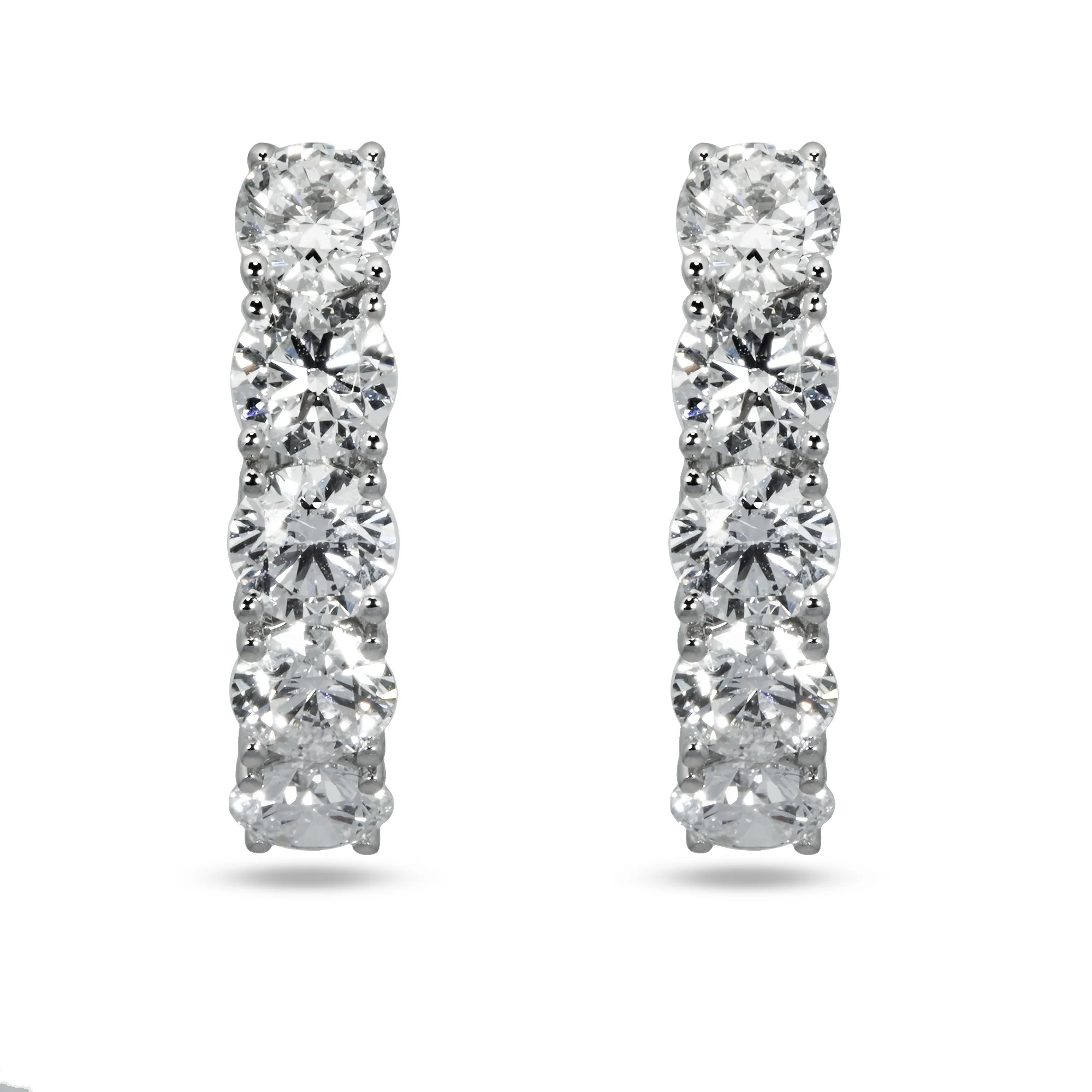 White Gold Round Cut Diamond Hoop Earrings 4.92ctw