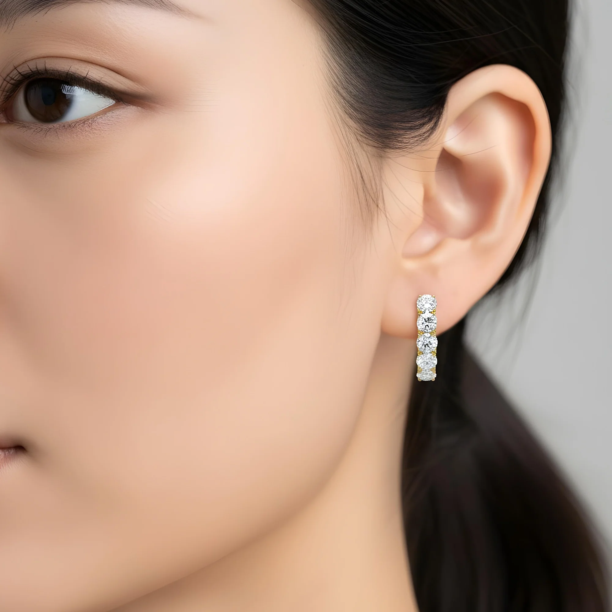 White Gold Round Cut Diamond Hoop Earrings 4.92ctw - Image 6