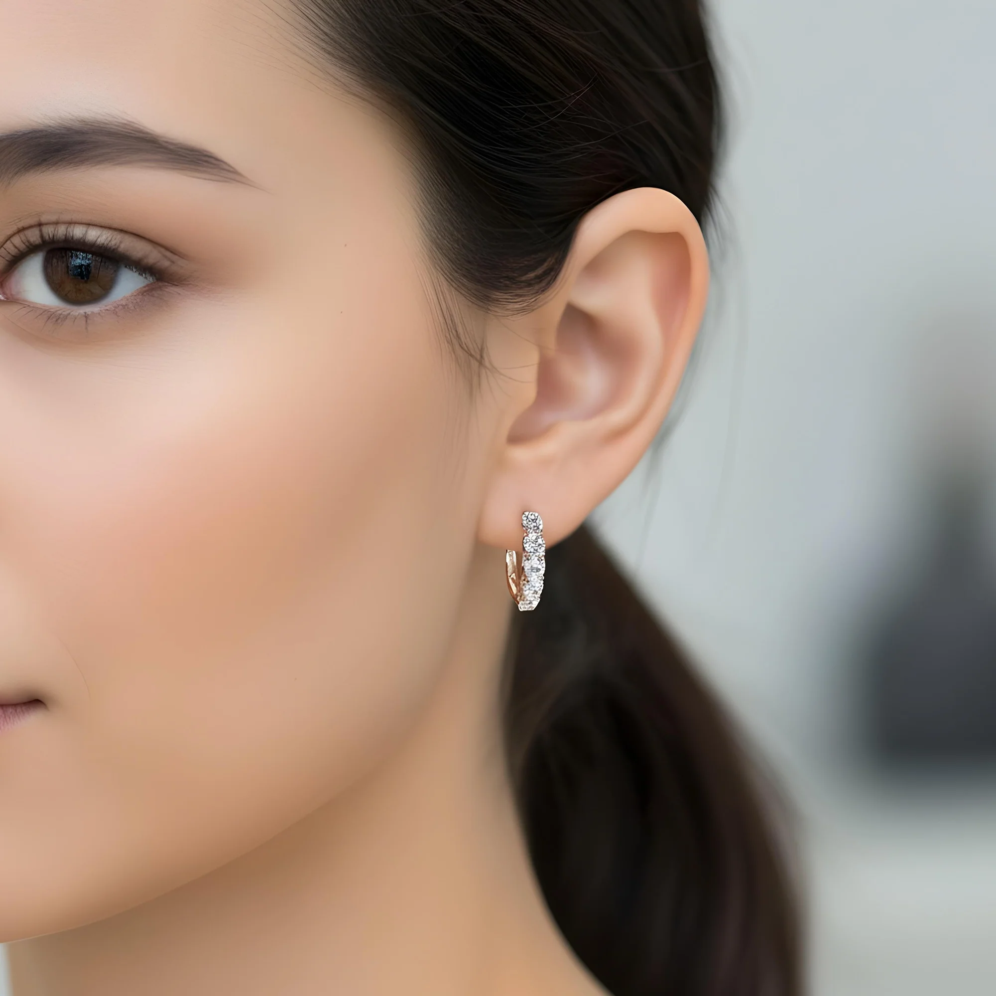 White Gold Round Cut Diamond Hoop Earrings 4.92ctw - Image 8