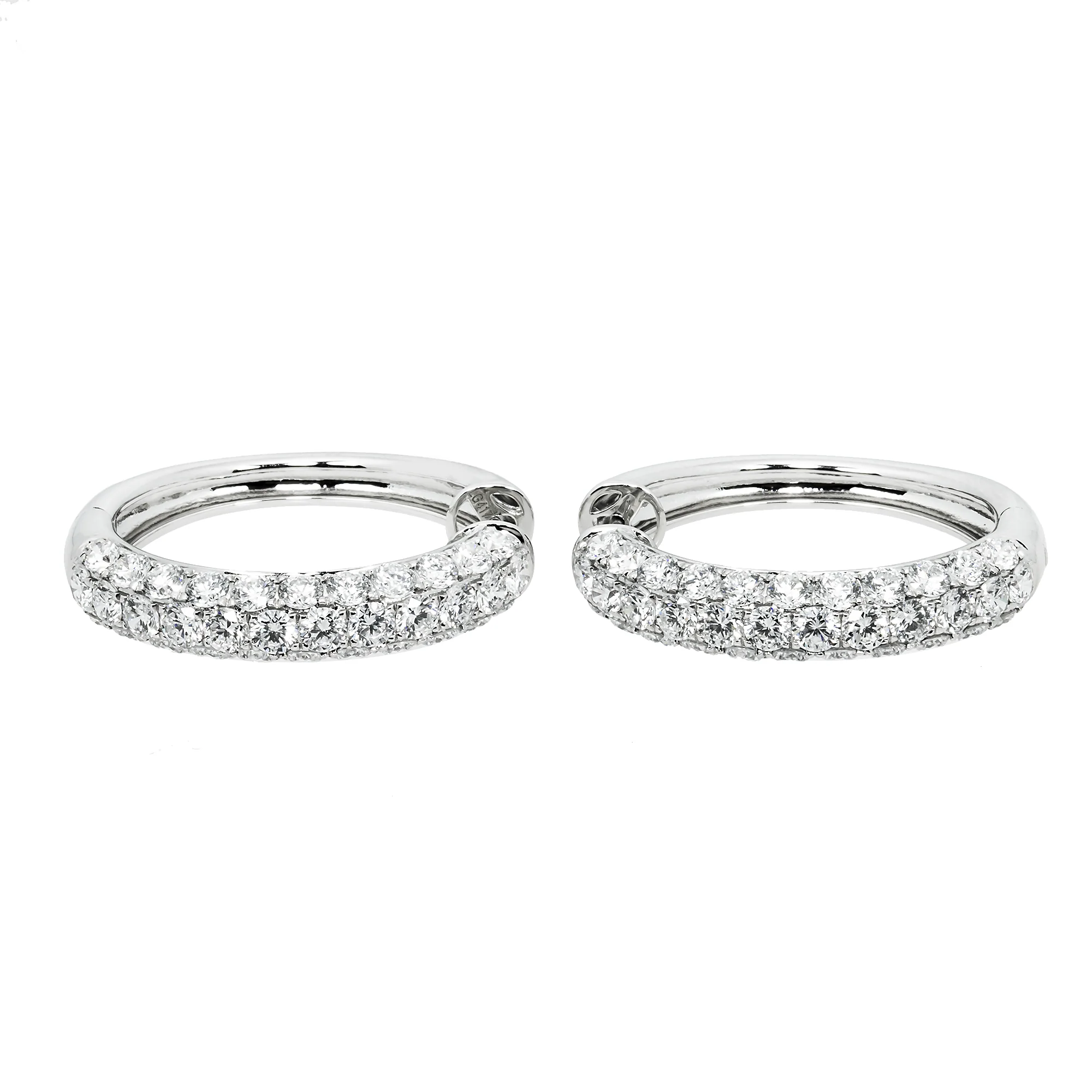 White Gold Round Cut Triple Row Diamond Hoop Earrings 5.95ctw - Image 4