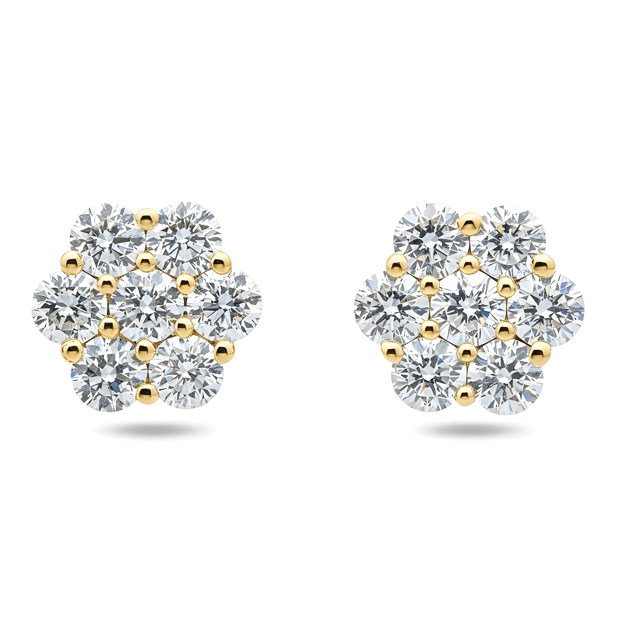 White Gold Round Diamond Cluster Stud Earrings 2.50ct - Image 5