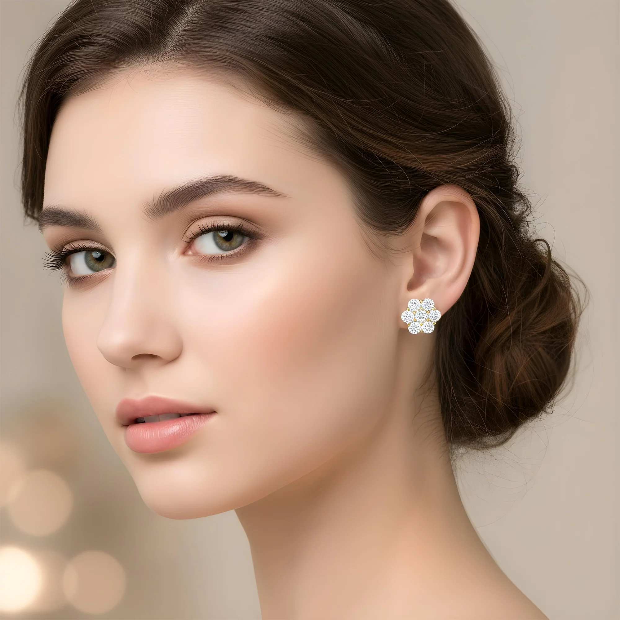 White Gold Round Diamond Cluster Stud Earrings 2.50ct - Image 6