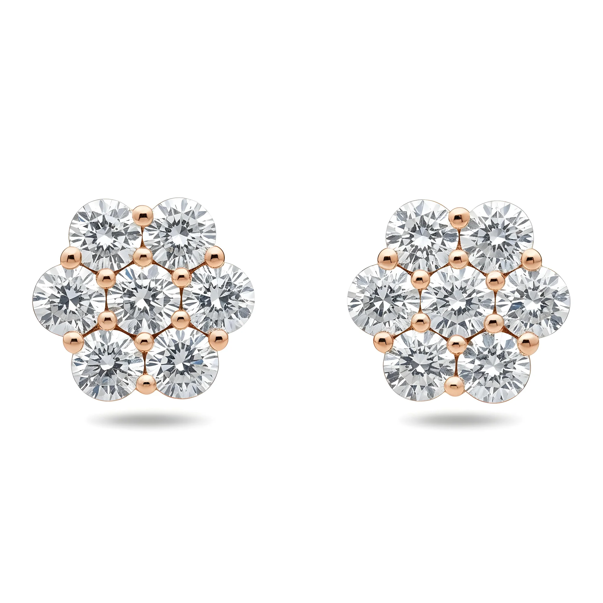 White Gold Round Diamond Cluster Stud Earrings 2.50ct - Image 7