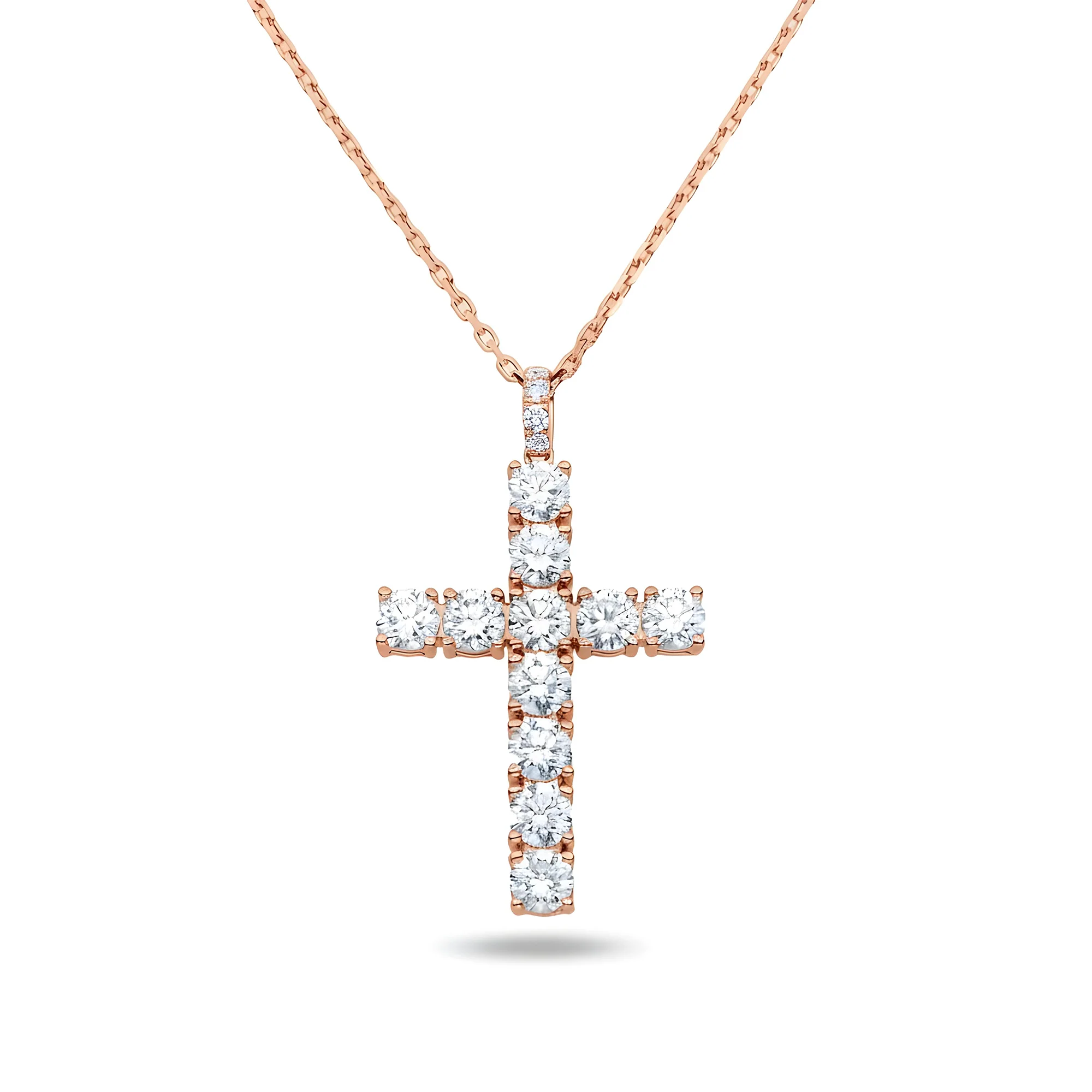 White Gold Round Diamond Cross Pendant & Chain Necklace 3.45ct - Image 6